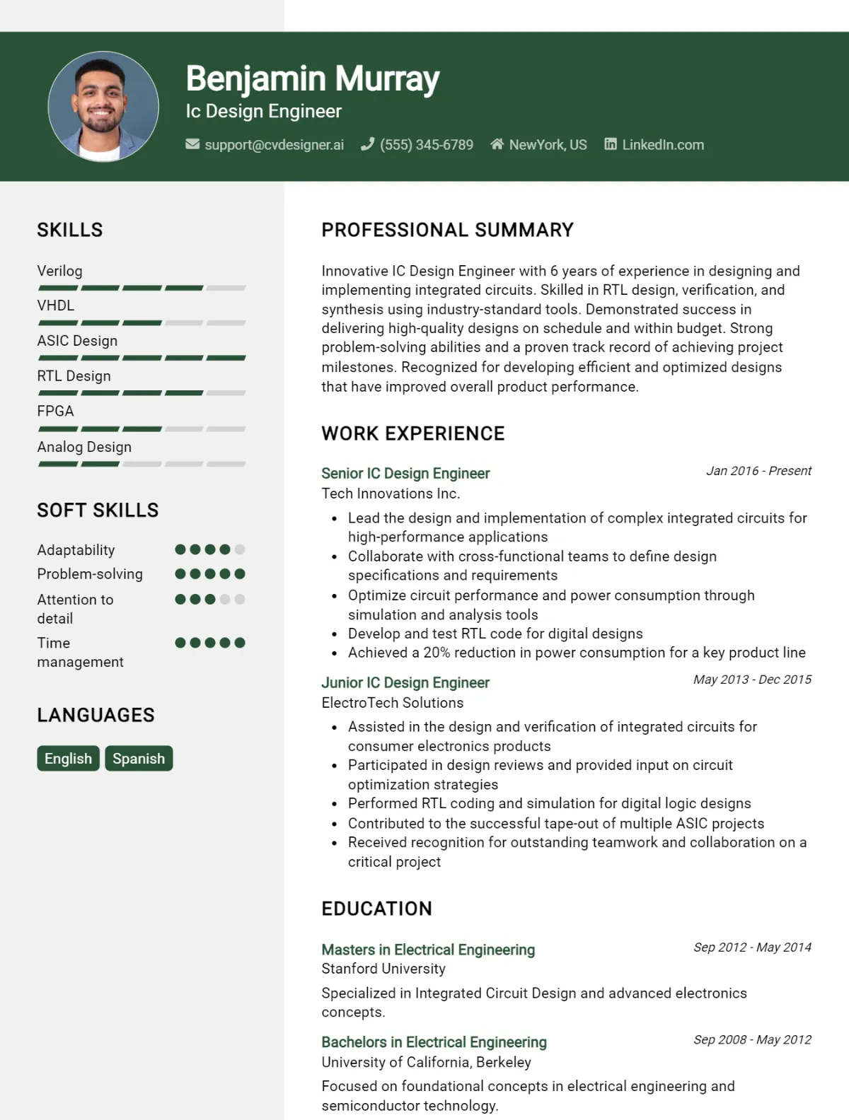 IC Design Engineer CV Example For 2026: Top Tips & Samples Preview