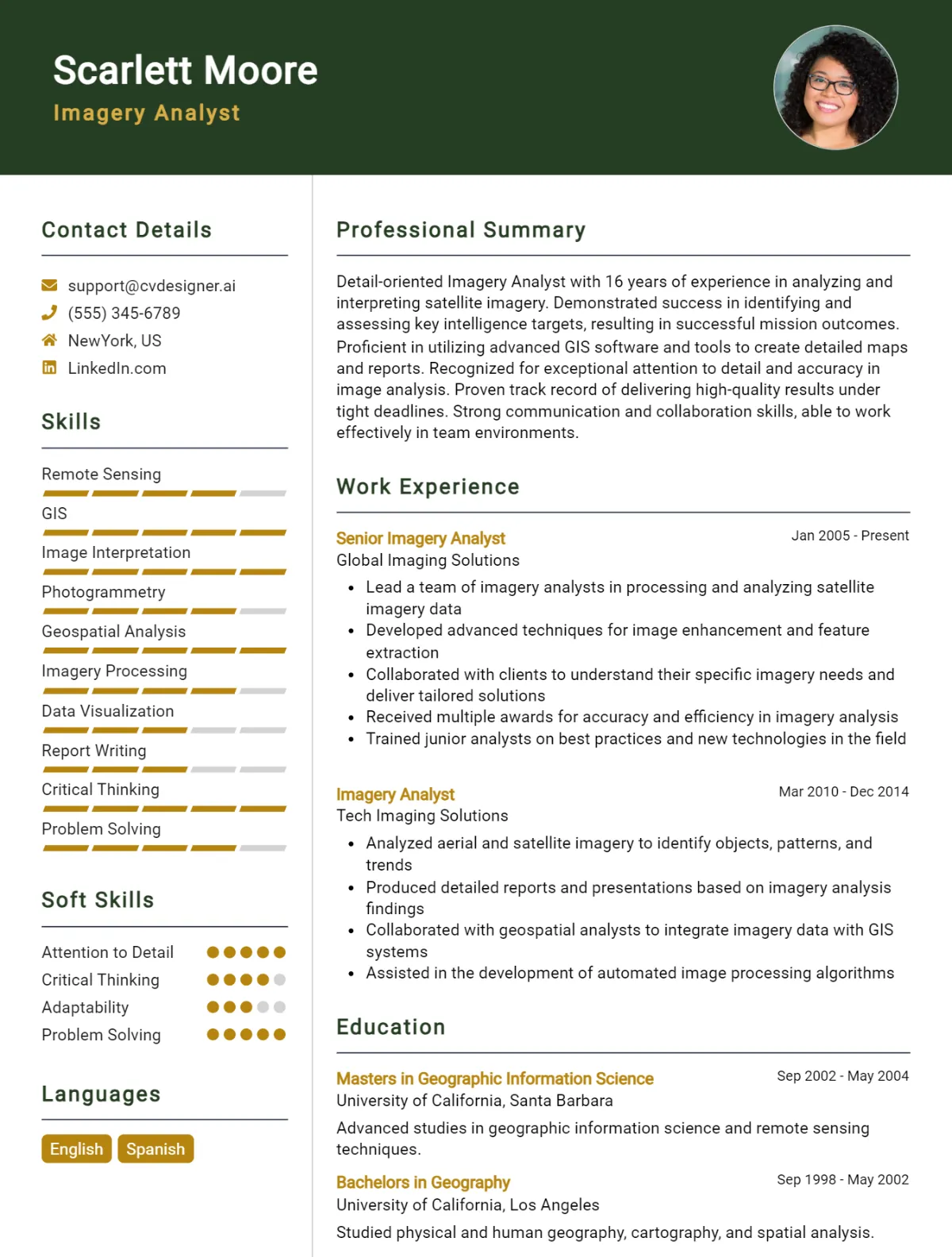 Imagery Analyst CV Example For 2026: Top Tips & Samples Preview