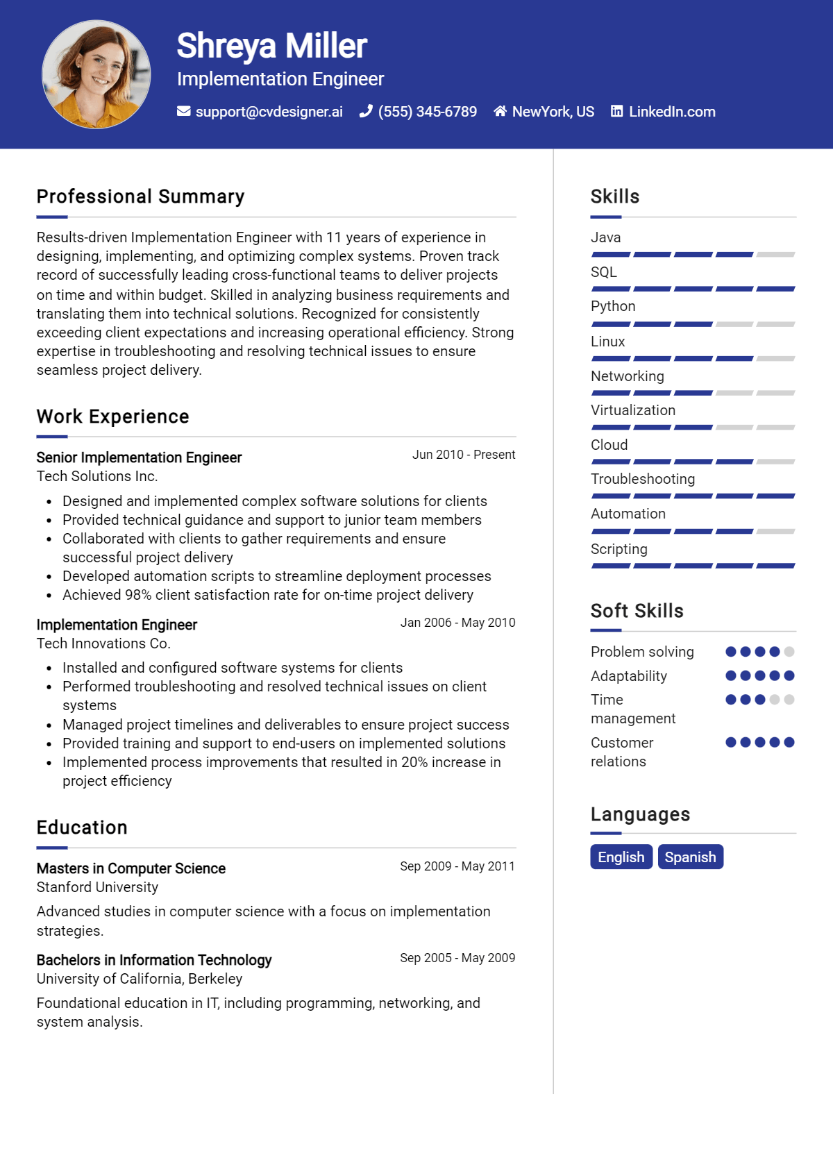 Implementation Engineer Resume Example for 2026: Best Tips Preview