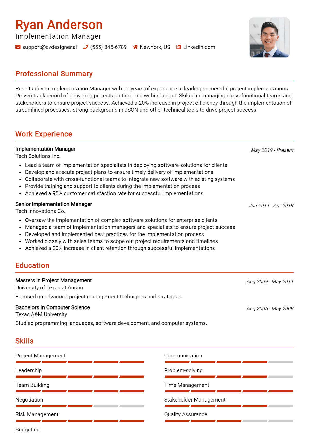 Implementation Manager Resume Example for 2026: Free Templates Preview