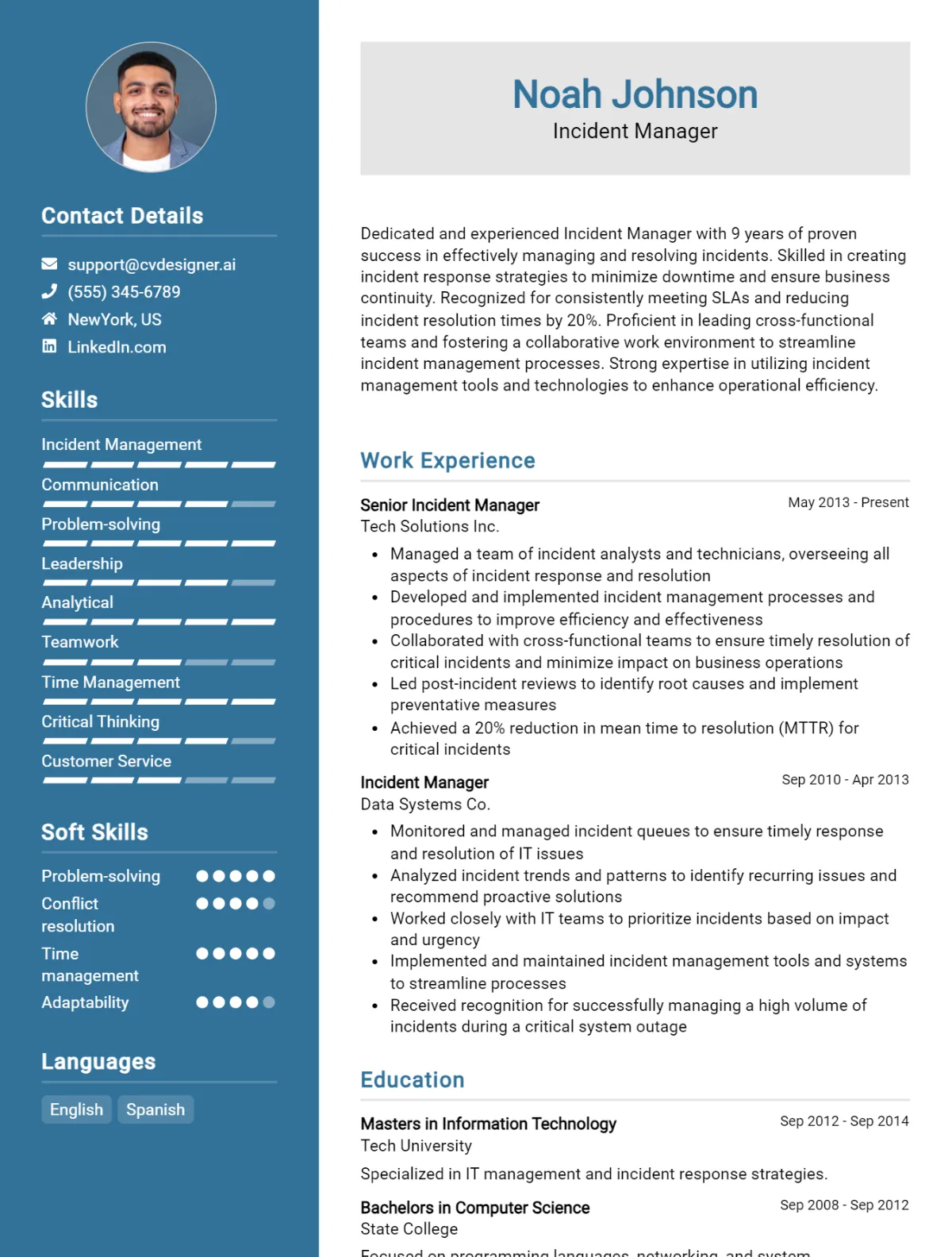 Incident Manager CV Example For 2026: Free Downloadable Templates Preview