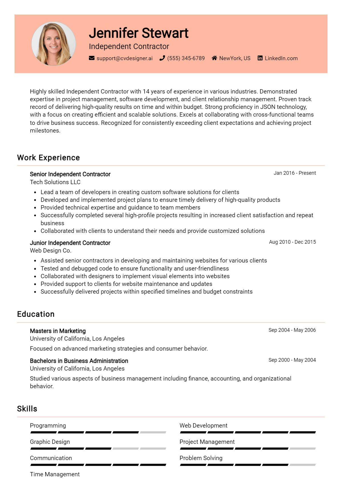 Independent Contractor Resume Example for 2026: Examples & Free Templates Preview