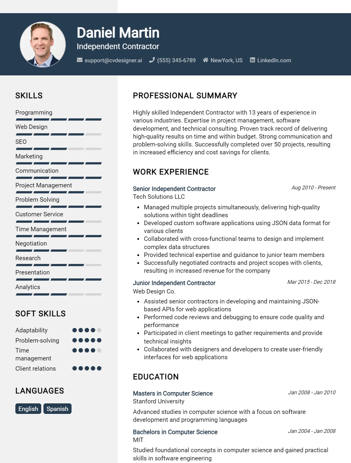 Independent Contractor CV Example For 2026: Strategies & Templates Preview