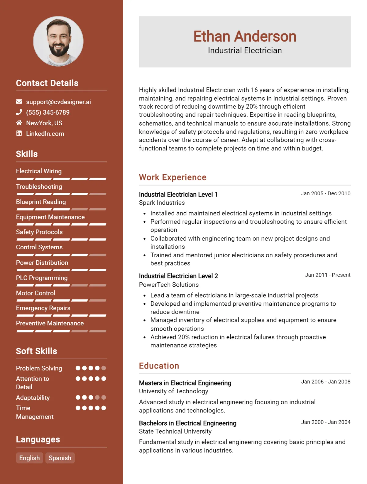 Industrial Electrician CV Example For 2026: Tips & Templates Preview