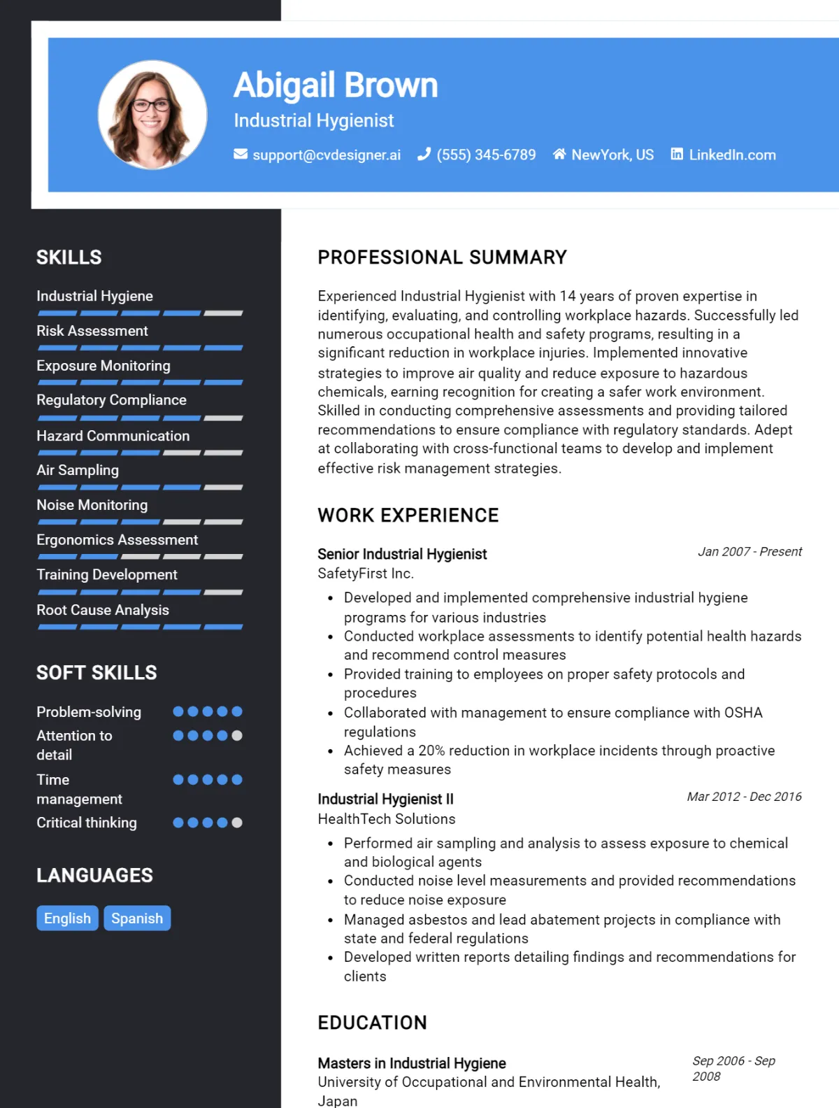 Industrial Hygienist CV Example For 2026: Free Professional Templates Preview