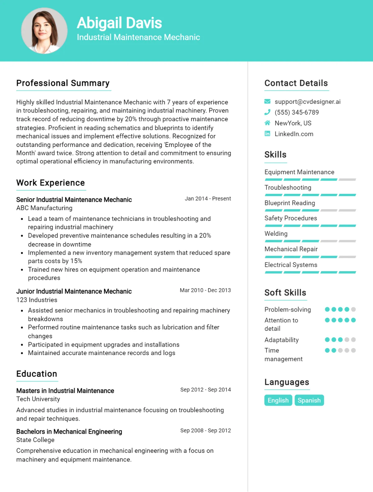 14 Industrial Maintenance Mechanic CV Example For 2026: Free Downloadable Templates Preview