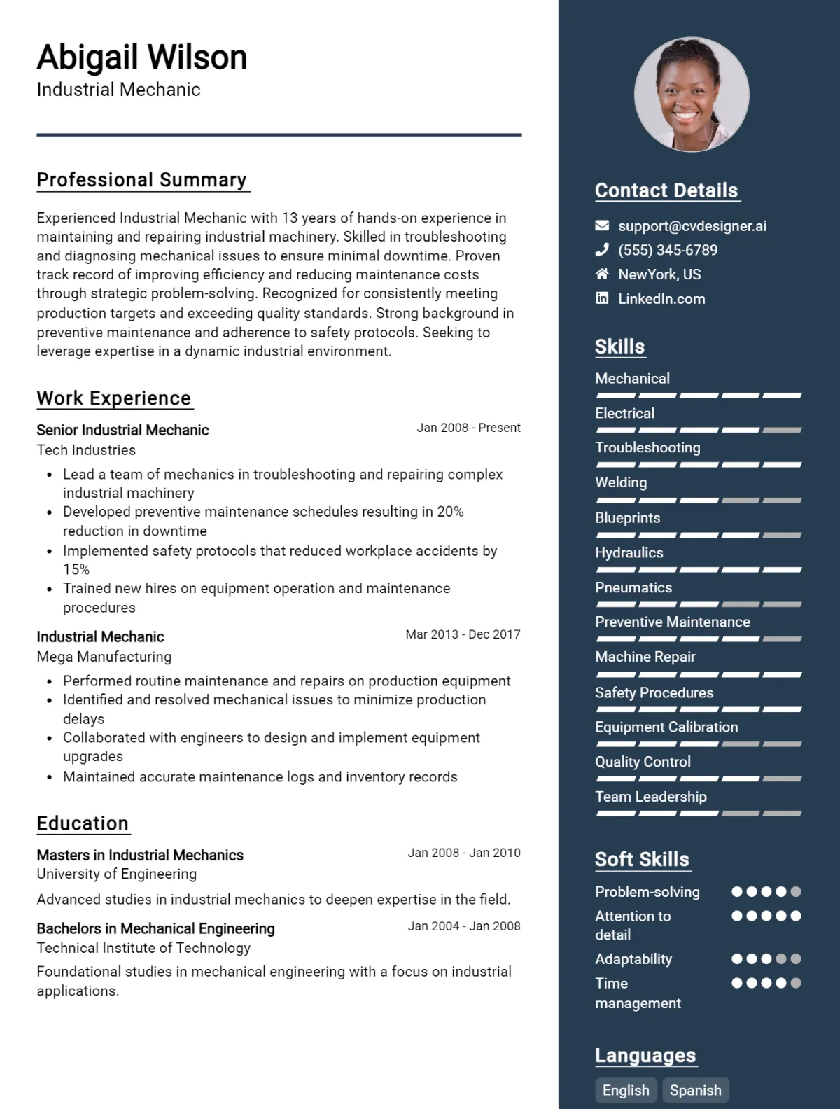 Industrial Mechanic CV Example For 2026: Free Downloadable Templates Preview