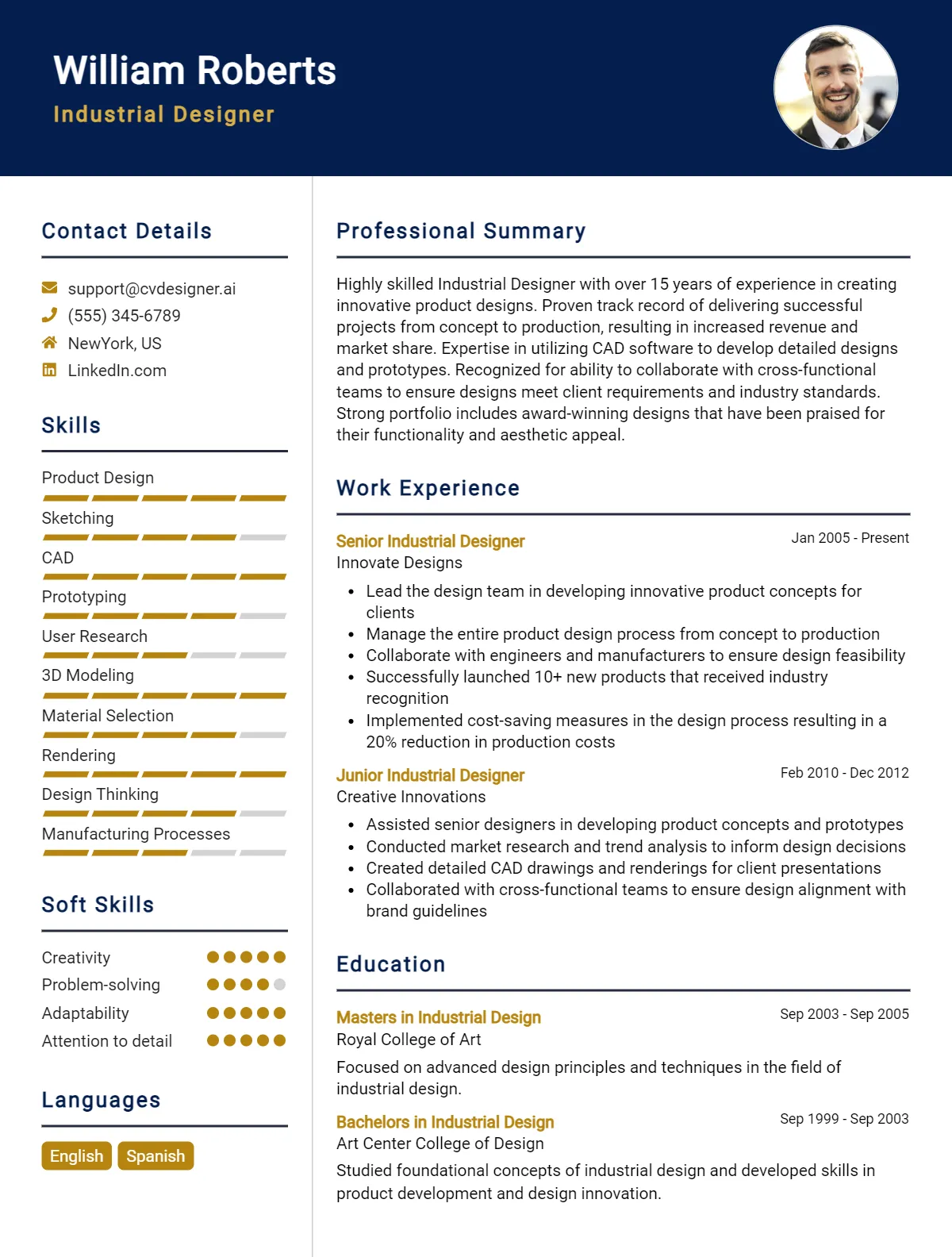 Industrial Designer CV Example For 2026: Proven Tips & Templates Preview