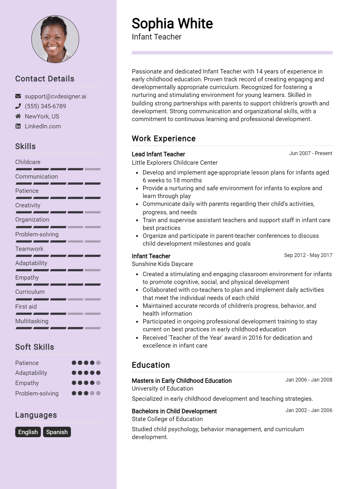 Infant Teacher Resume Example for 2026: Top CV Skills Preview