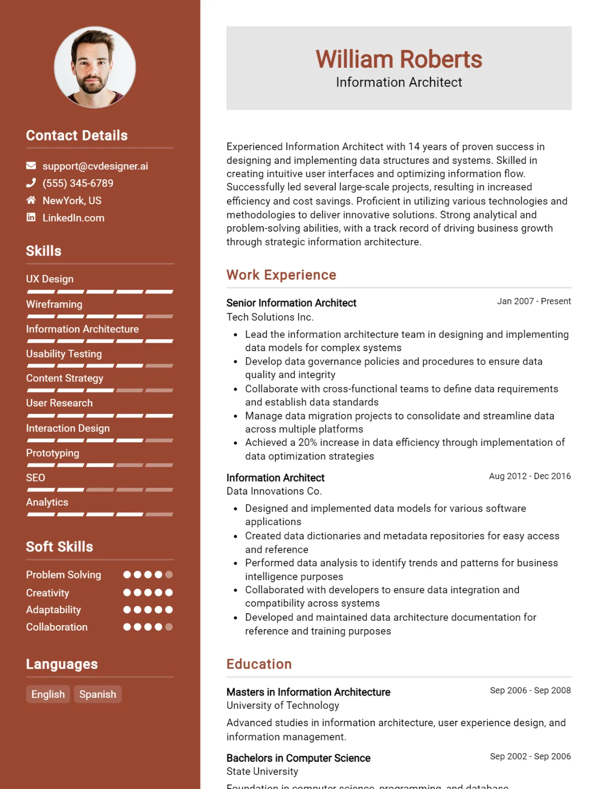 Information Architect CV Example For 2026: Strategies & Templates Preview