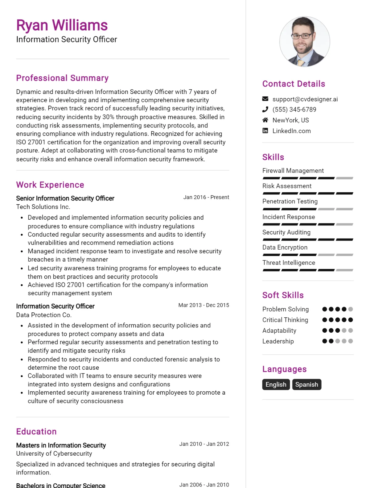 Information Security Officer CV Example For 2026: Best Tips & Templates Preview