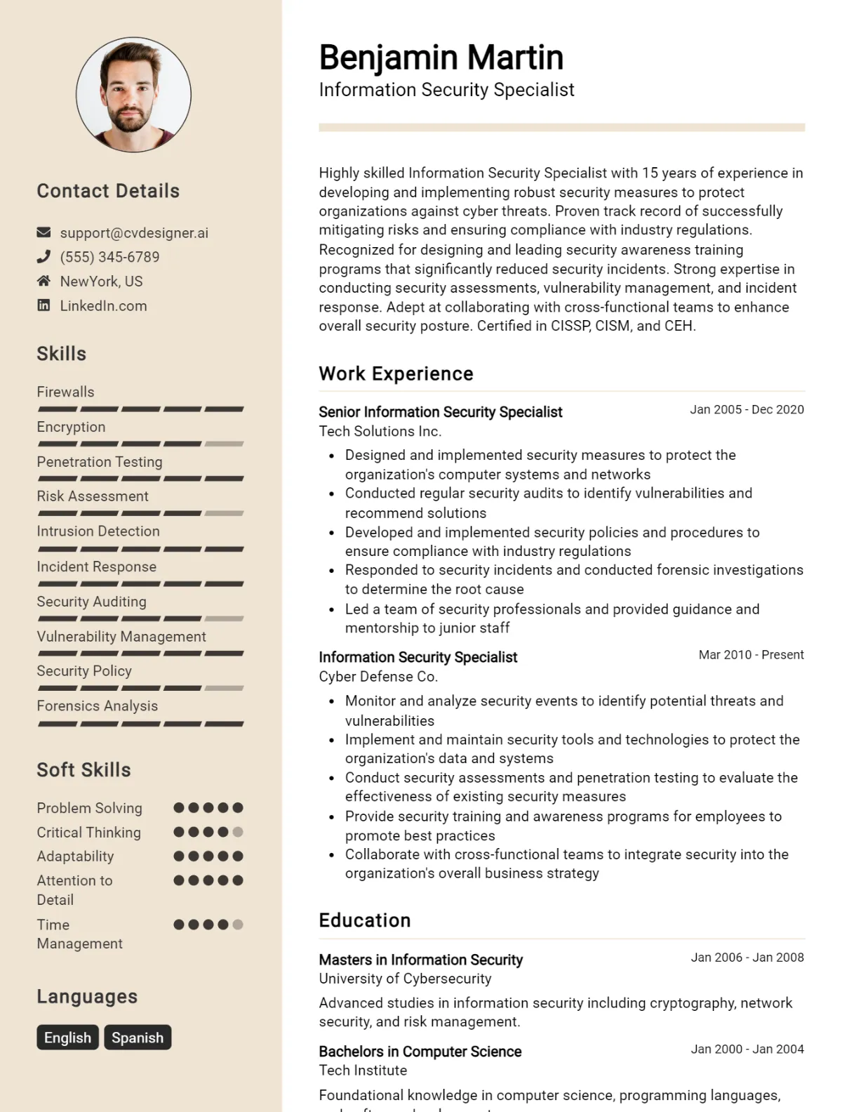 Information Security Specialist CV Example For 2026: Best Formatting Tips Preview