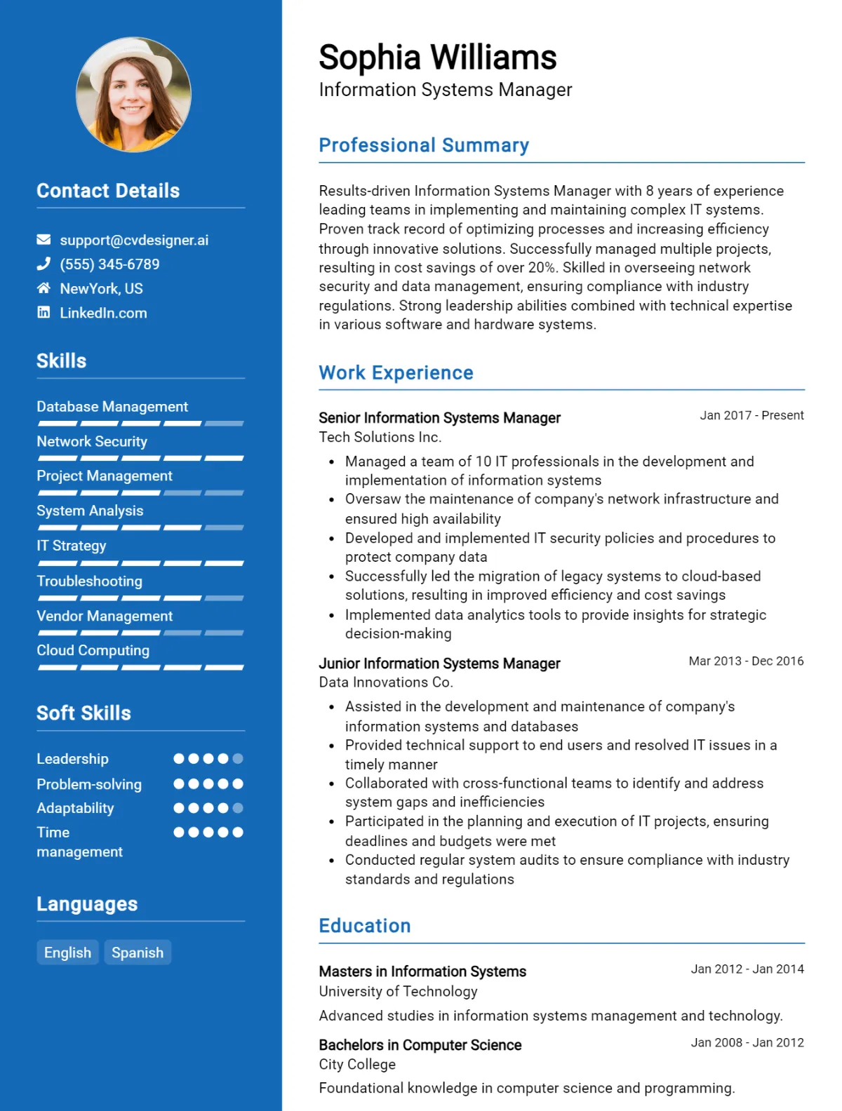 Information Systems Manager CV Example For 2026: How to Create a Professional CV Preview