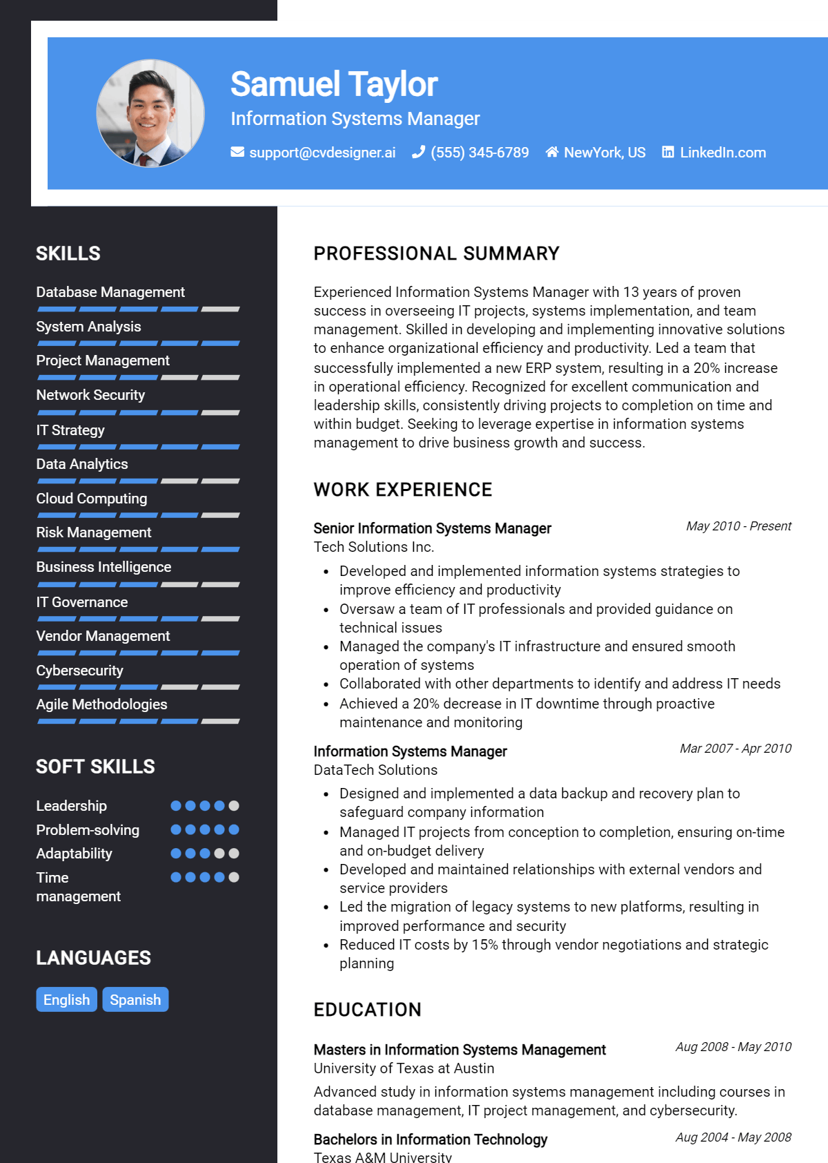 16 Information Systems Manager Resume Examples And Templates for 2026 Preview