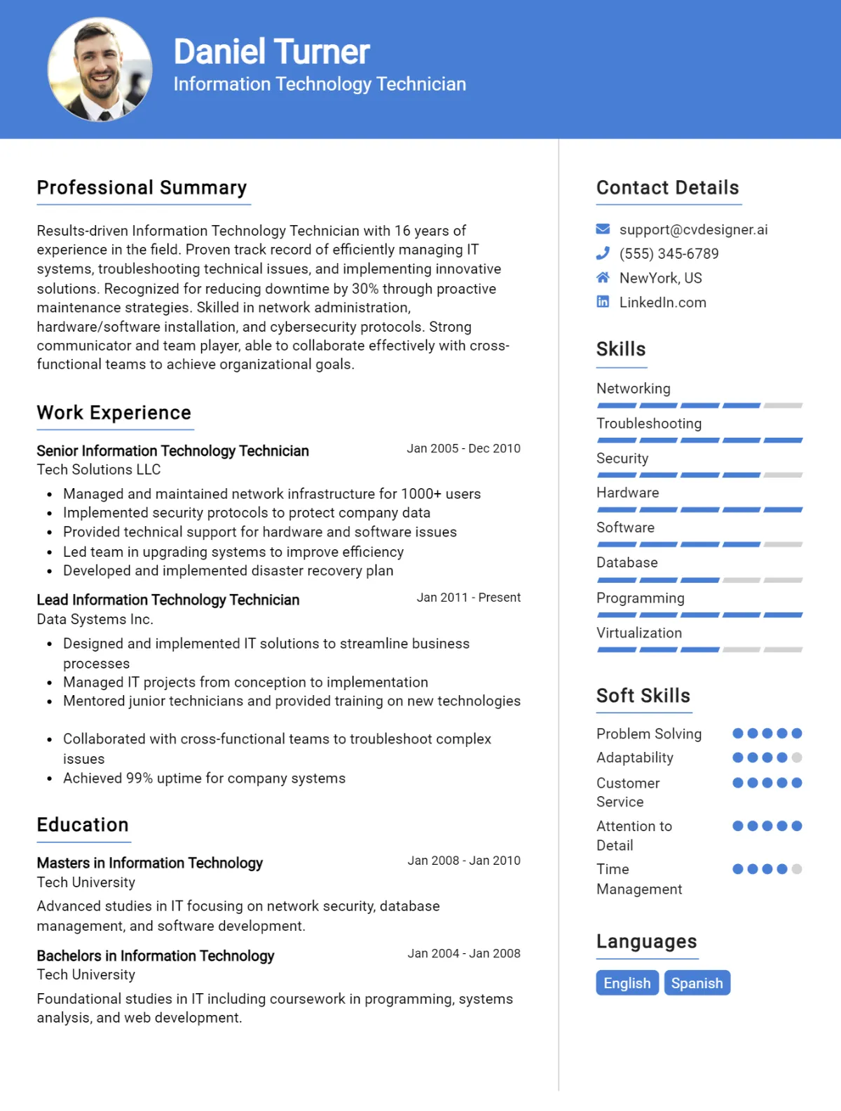 Information Technology Technician CV Example For 2026: Tips to Stand Out Preview