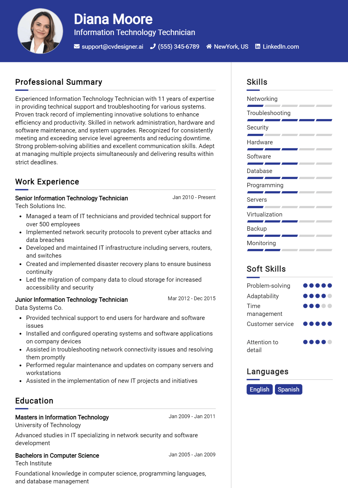 Information Technology Technician Resume Example for 2026: Tips to Stand Out Preview