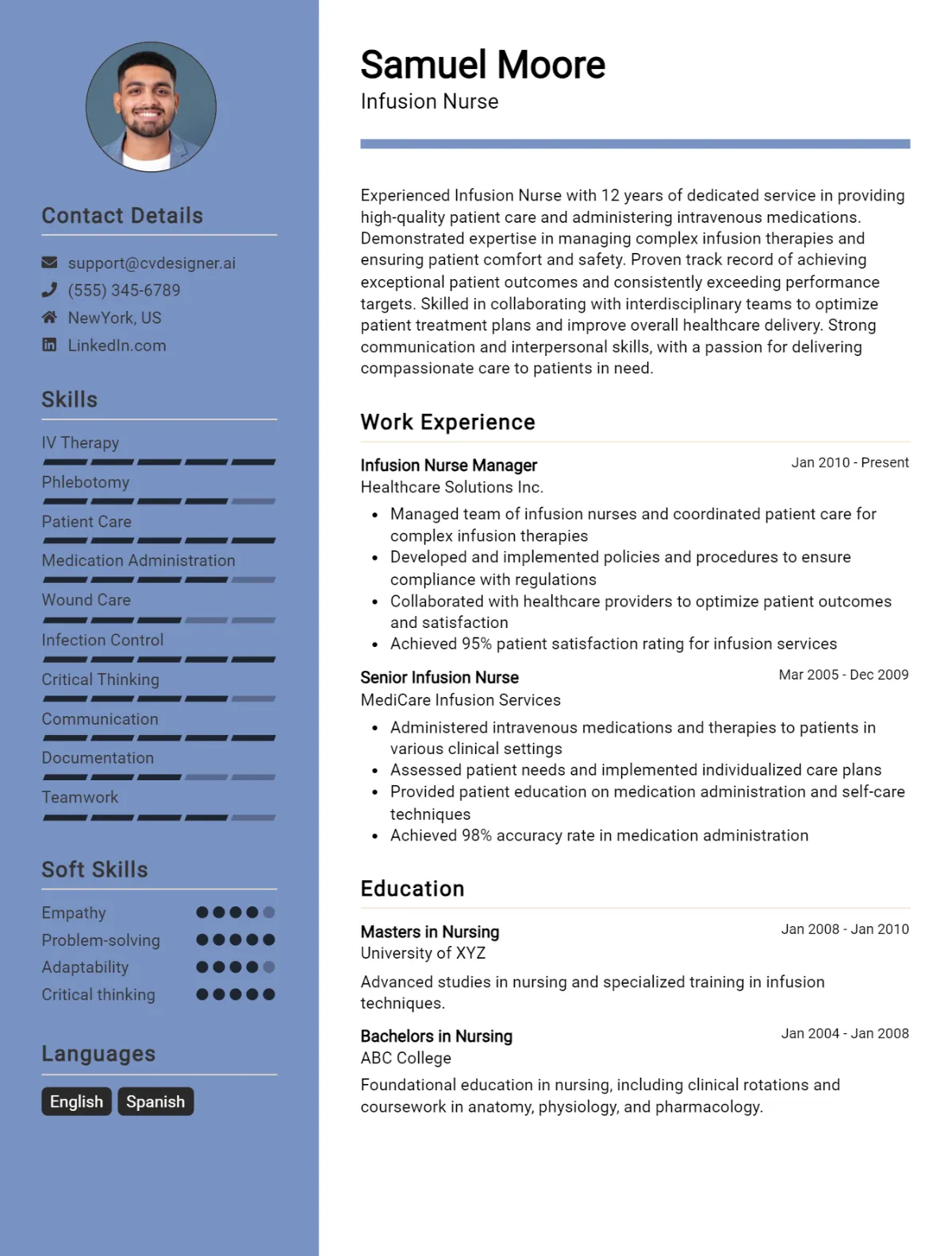 Infusion Nurse CV Example For 2026: Effective CV Writing Tips Preview