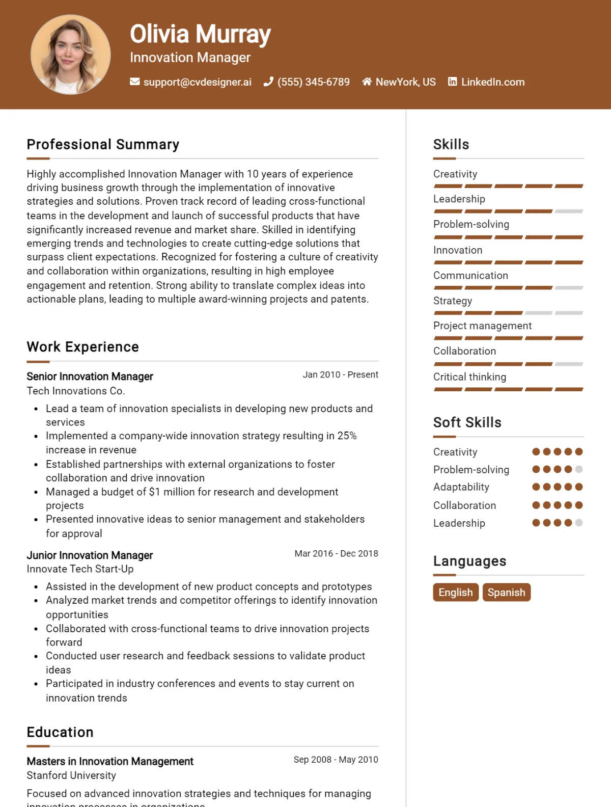 Innovation Manager CV Example For 2026: Expert Tips & Templates Preview