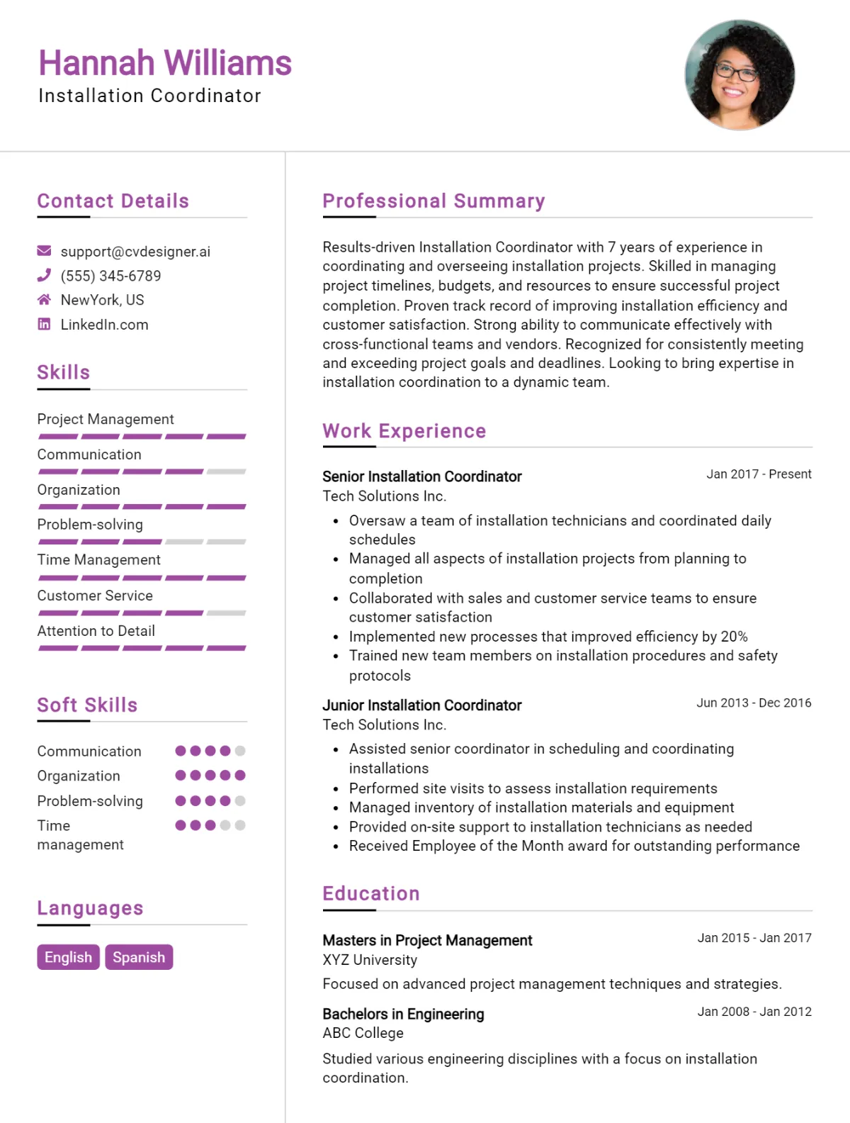 Installation Coordinator CV Example For 2026: Expert Tips & Templates Preview