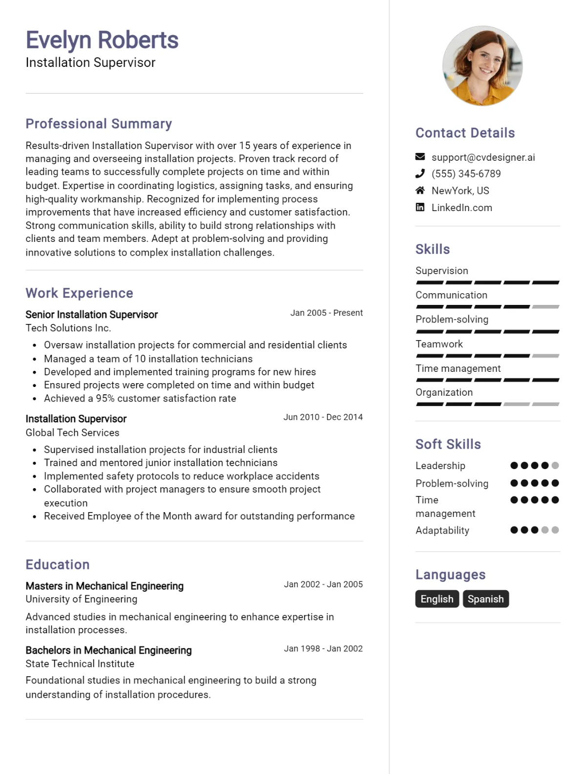 12 Installation Supervisor CV Examples For 2026: Writing Guide Preview