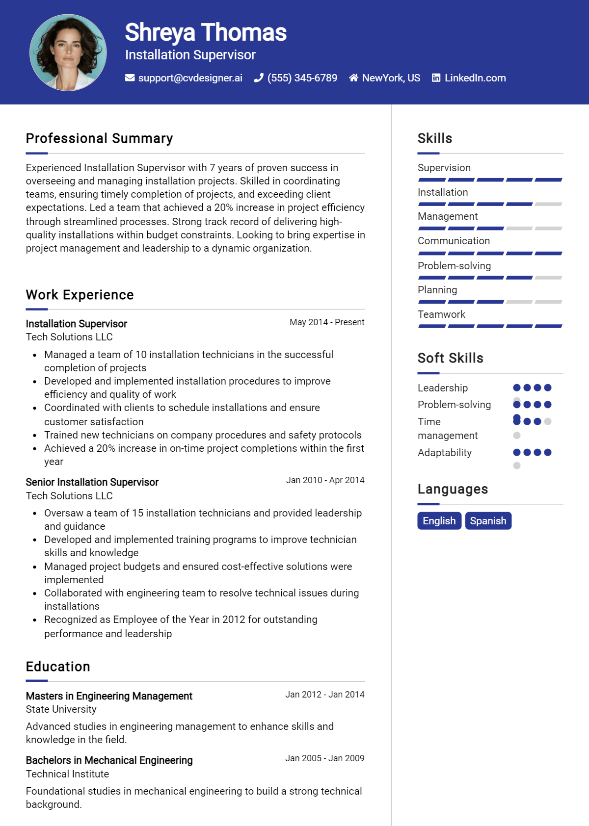 Installation Supervisor Resume Example for 2026: Best Formatting Tips Preview
