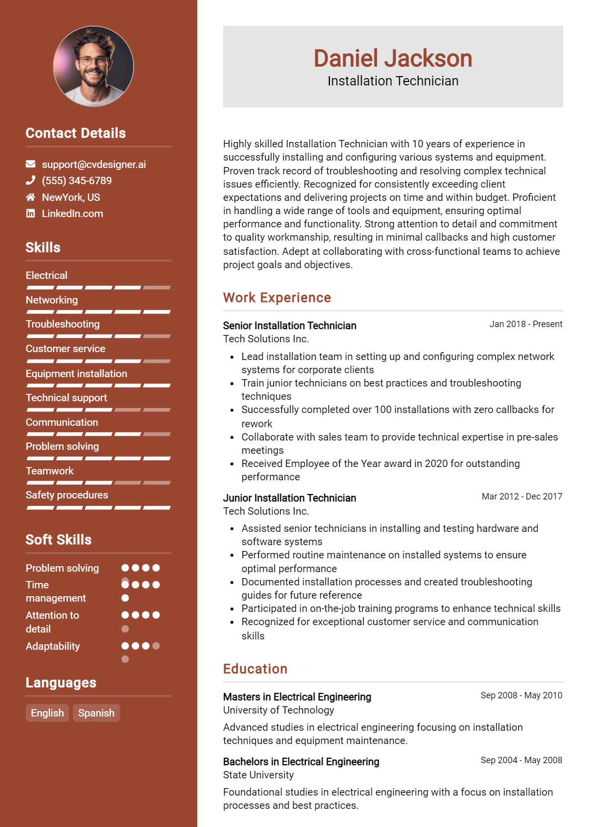 Installation Technician Resume Example for 2026: Strategies & Templates Preview