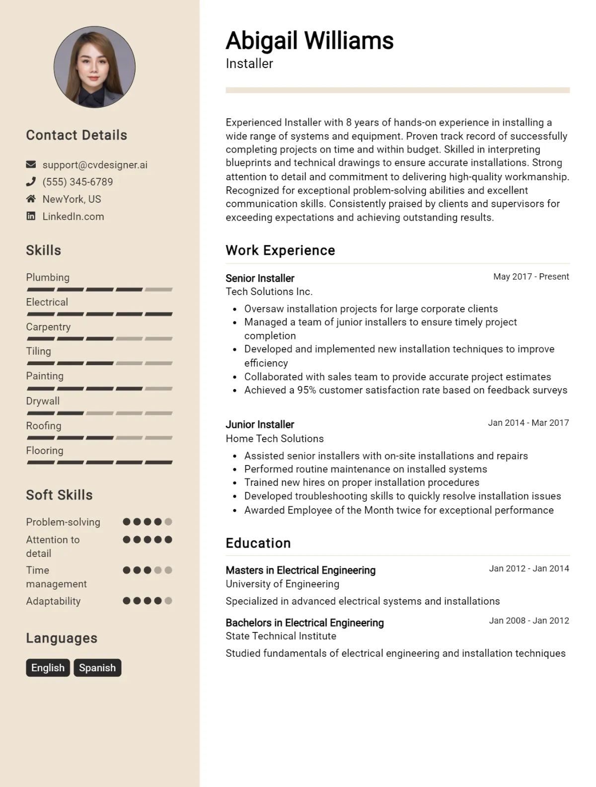 Installer CV Example For 2026: Best Formatting Tips Preview