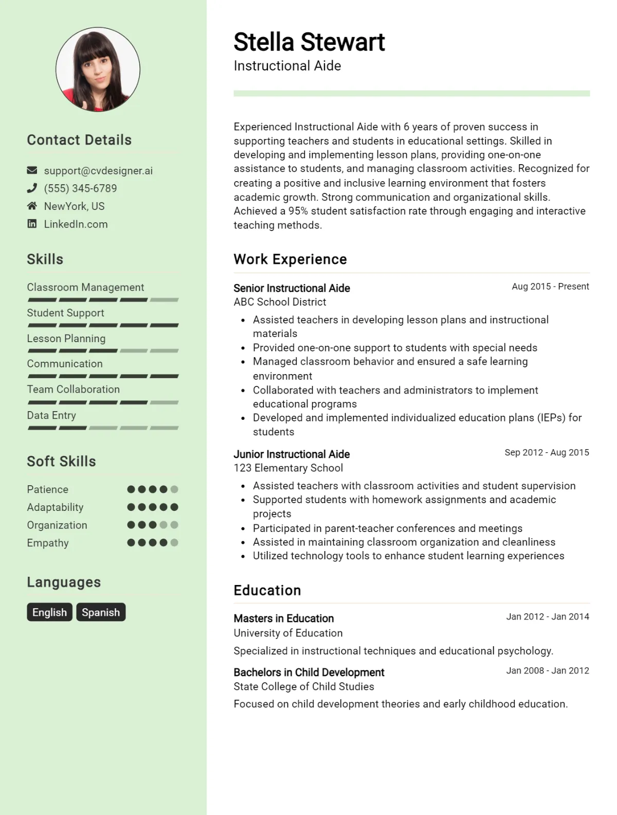 Instructional Aide CV Example For 2026: Tips to Stand Out Preview