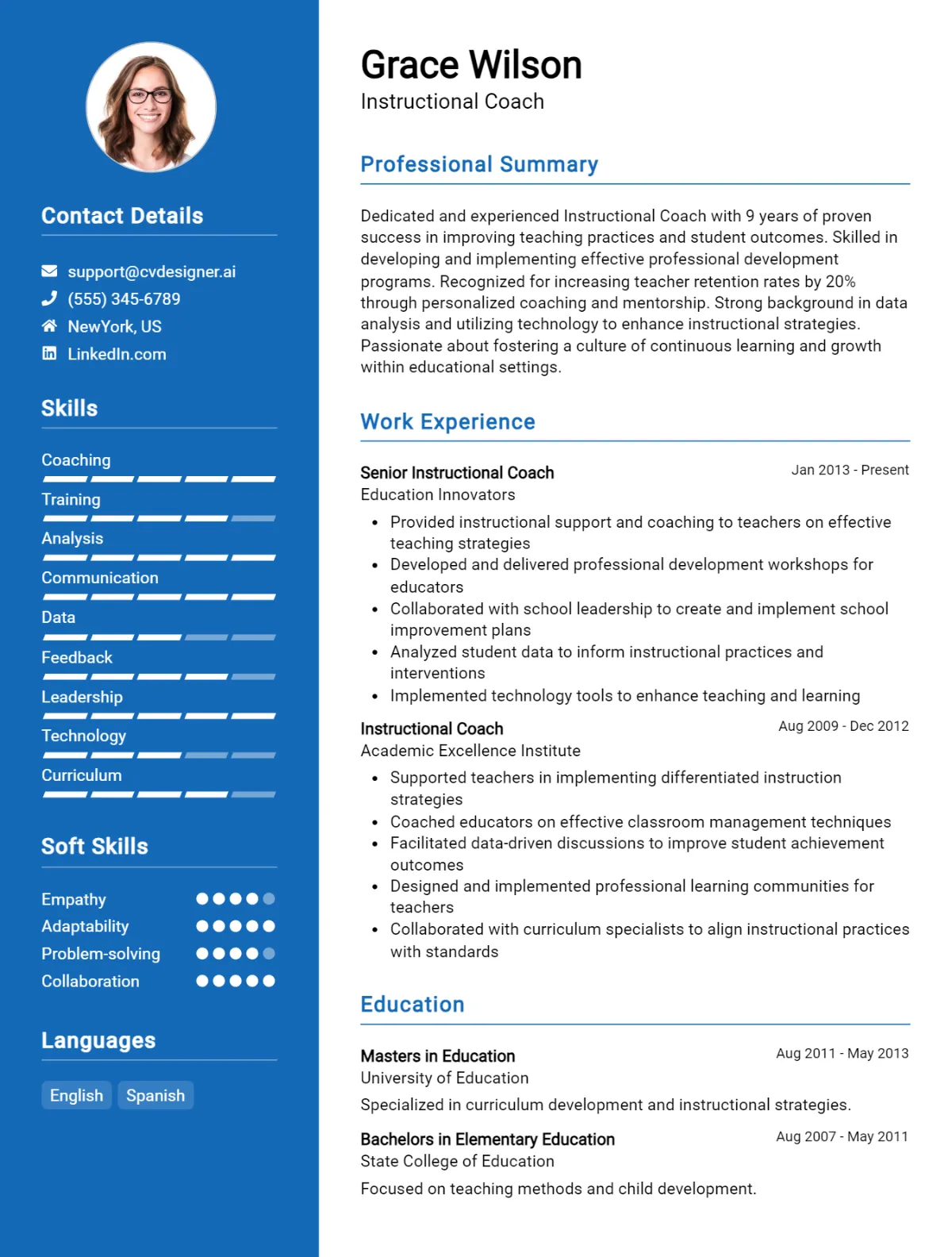 Instructional Coach CV Example For 2026: Tips to Stand Out Preview