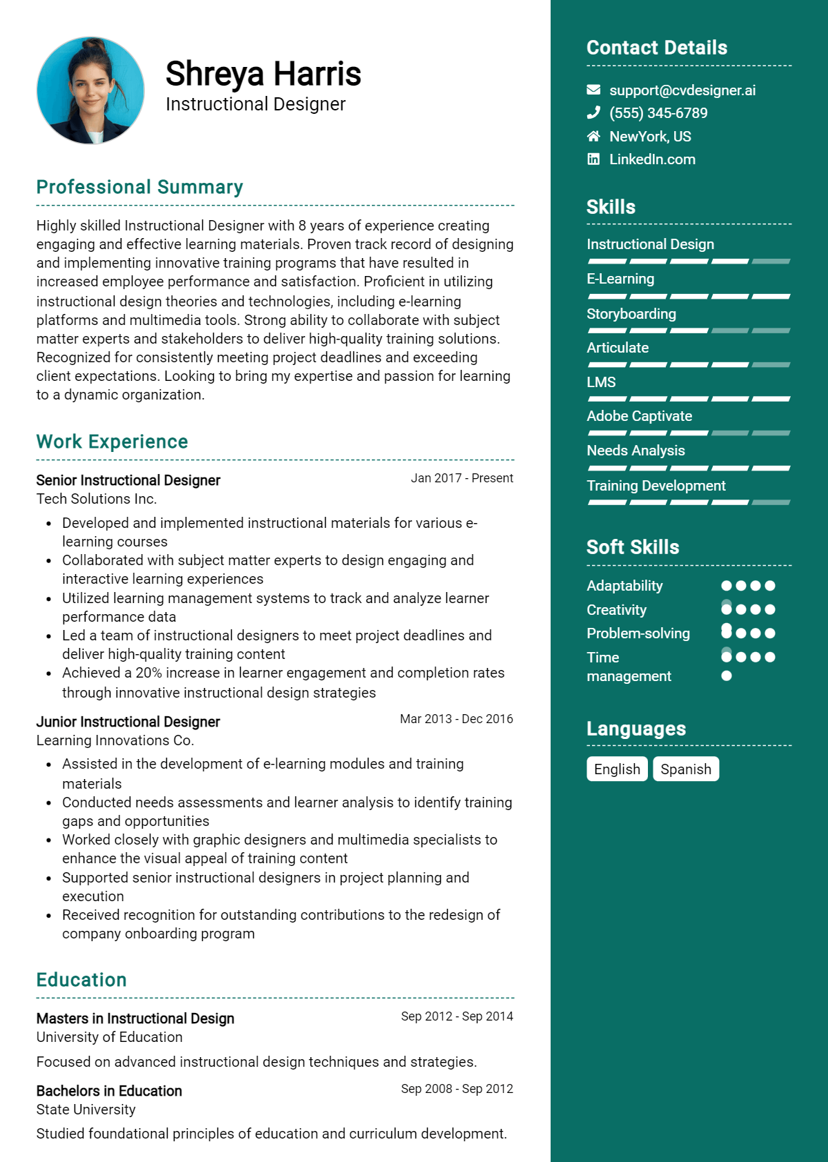 Instructional Designer Resume Example for 2026: Tips & Templates Preview