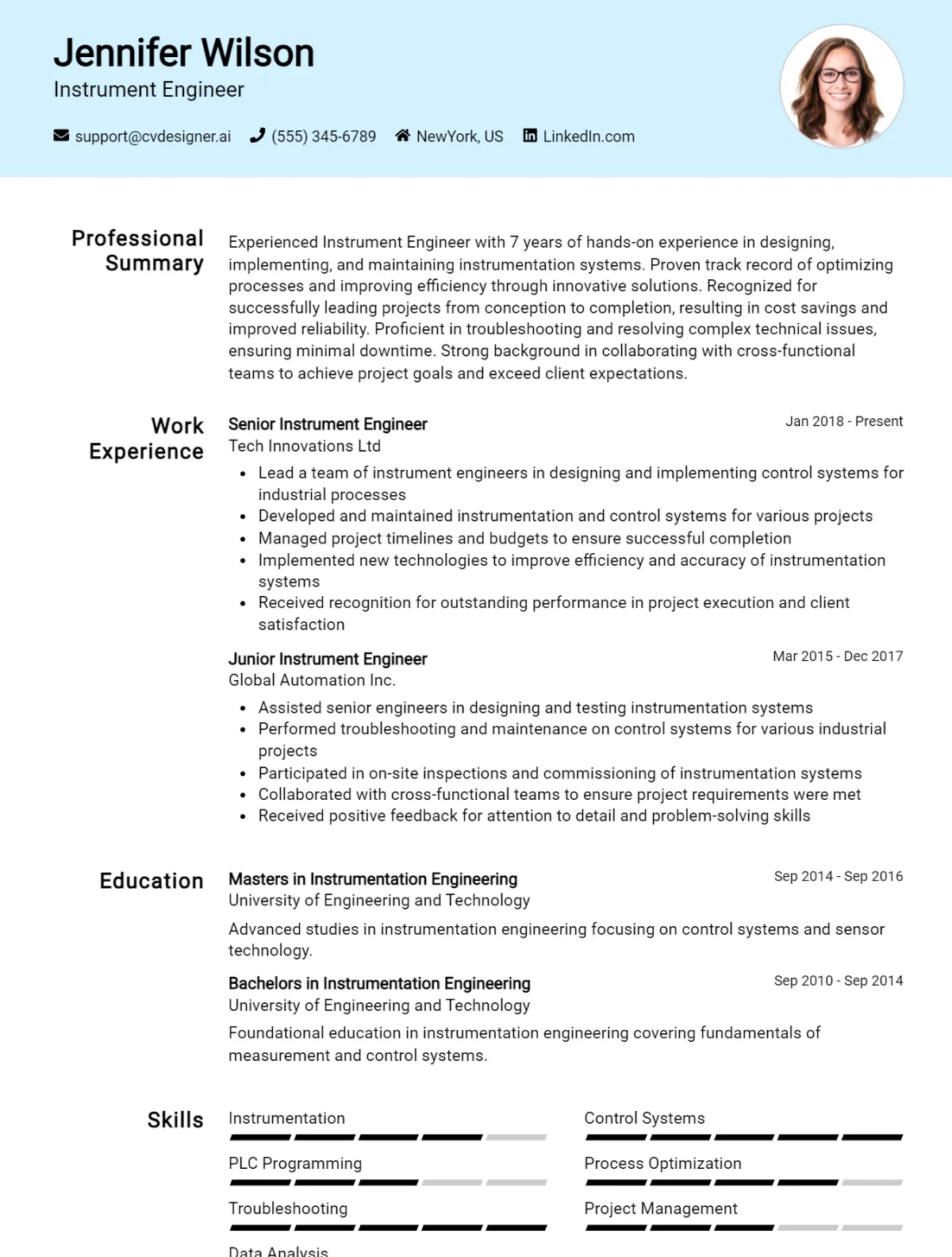 Instrument Engineer CV Example For 2026: Top Tips & Samples Preview