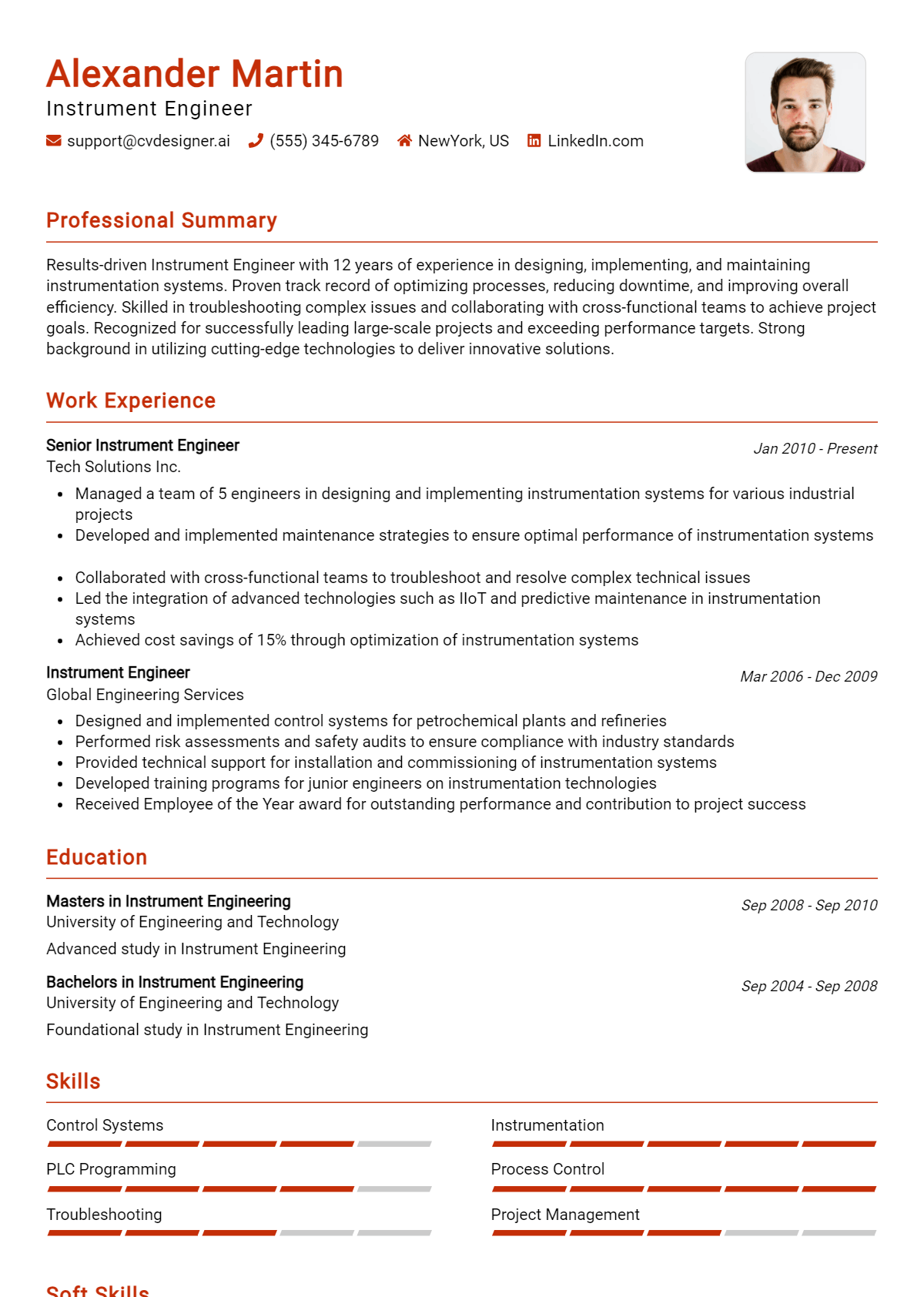 Instrument Engineer Resume Example for 2026: Tips & Templates Preview