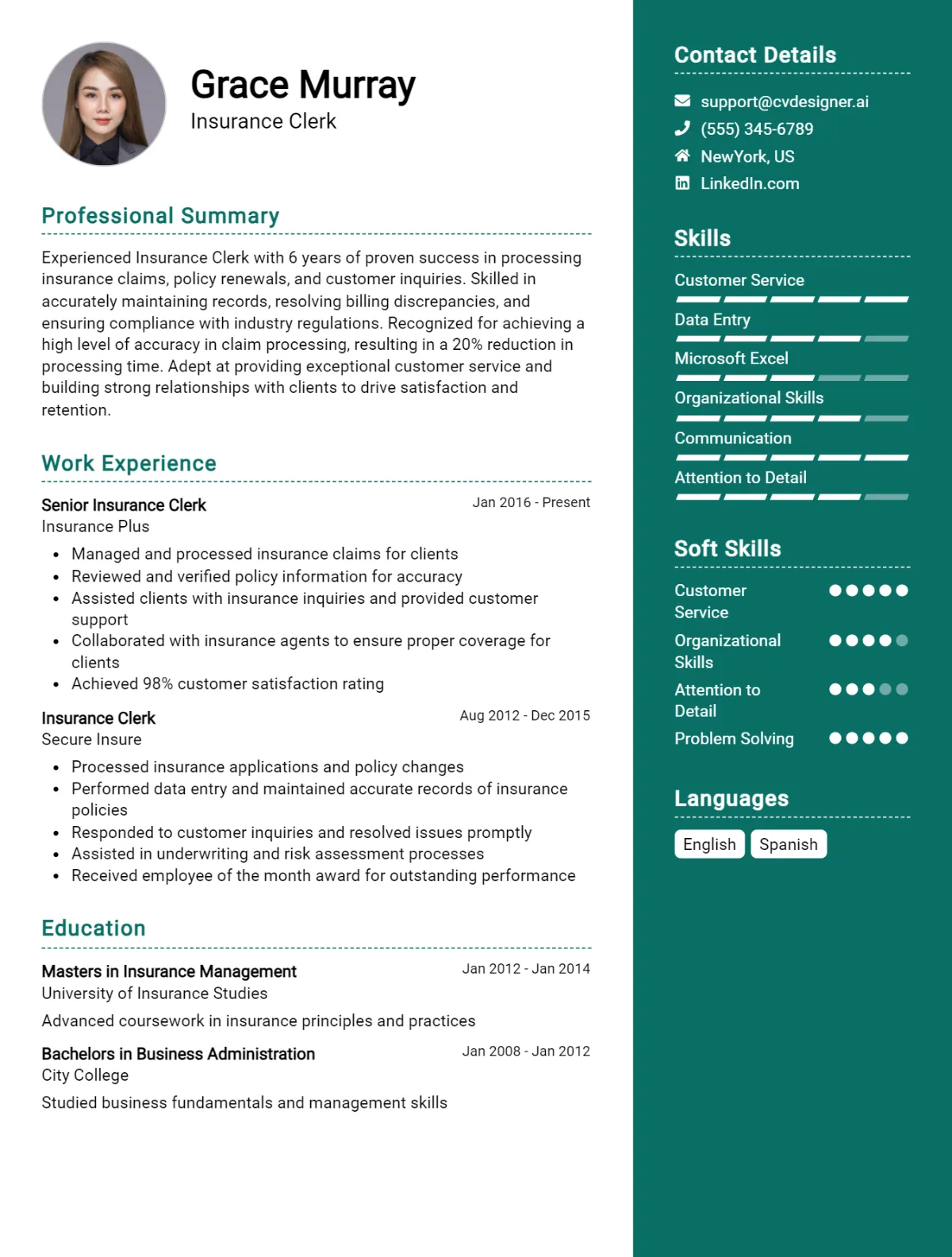 Insurance Clerk CV Example For 2026: How to Create a Professional CV Preview