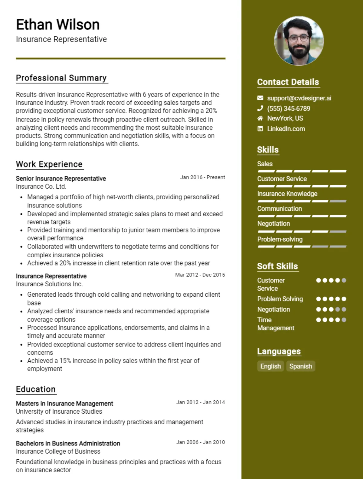 Insurance Representative CV Example For 2026: Best Tips & Templates Preview