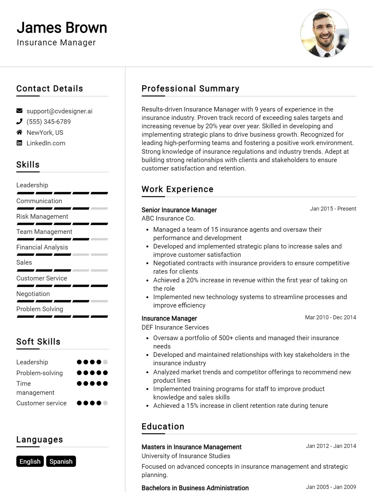 Insurance Manager CV Example For 2026: Best Writing Guide Preview