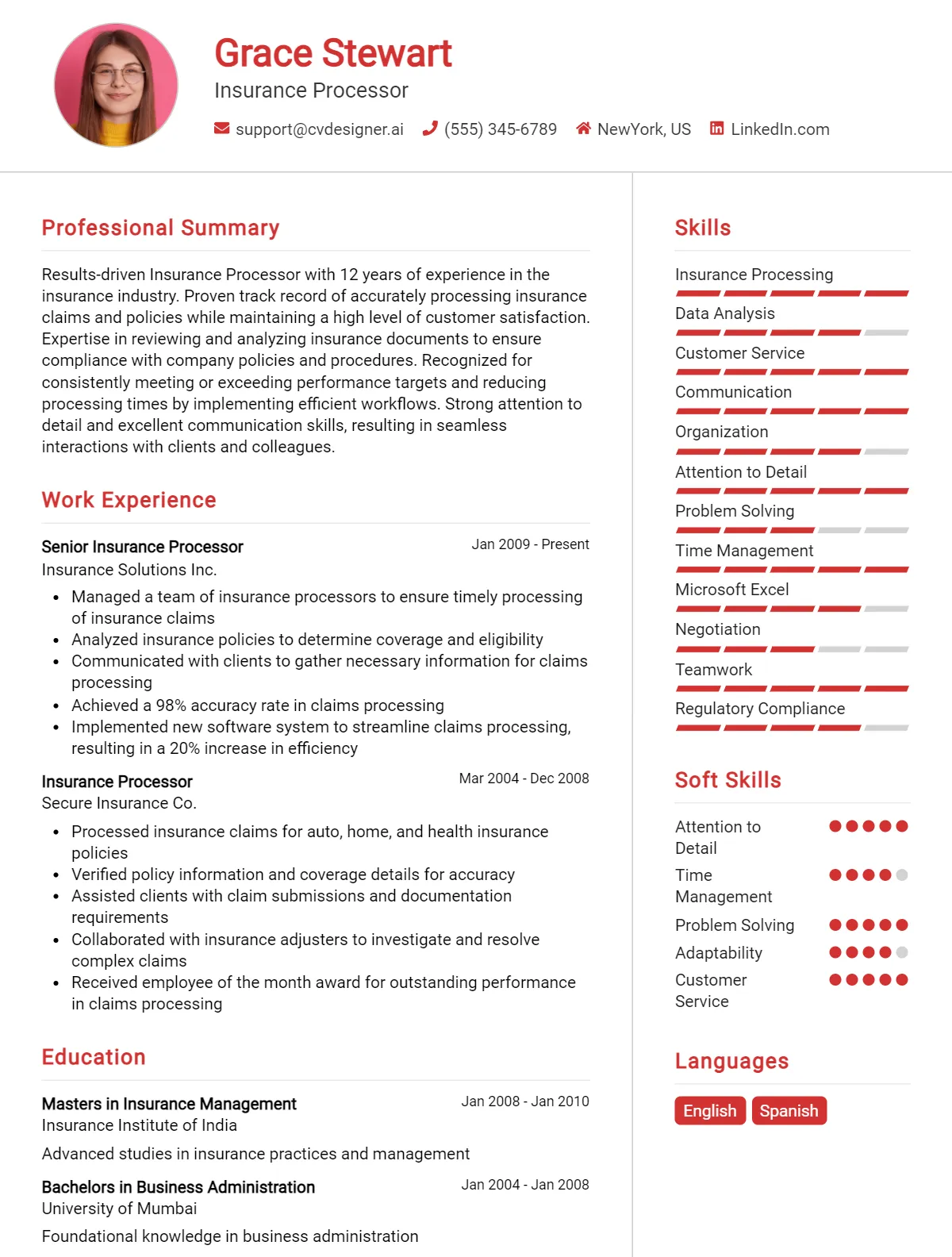 Insurance Processor CV Example For 2026: How to Craft a Winning CV Preview
