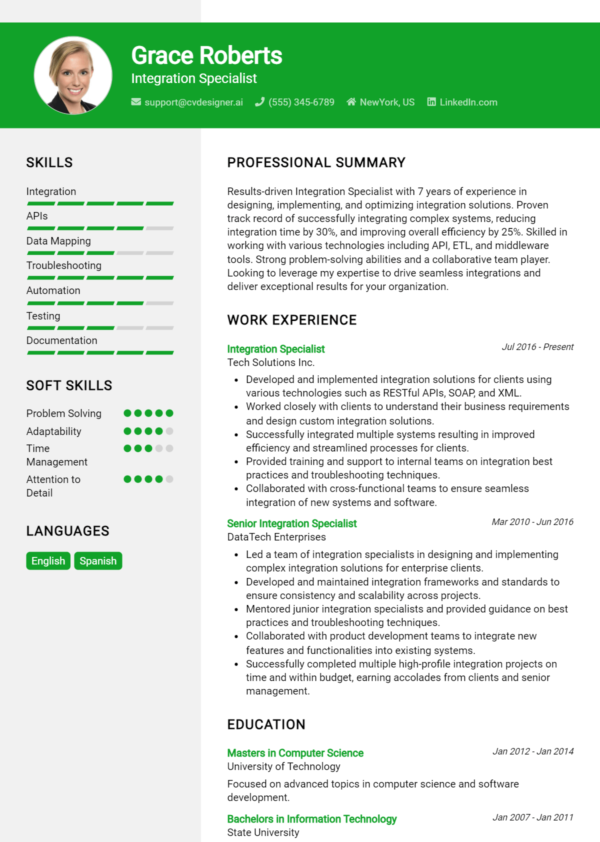 Integration Specialist Resume Example for 2026: Effective Tips Preview
