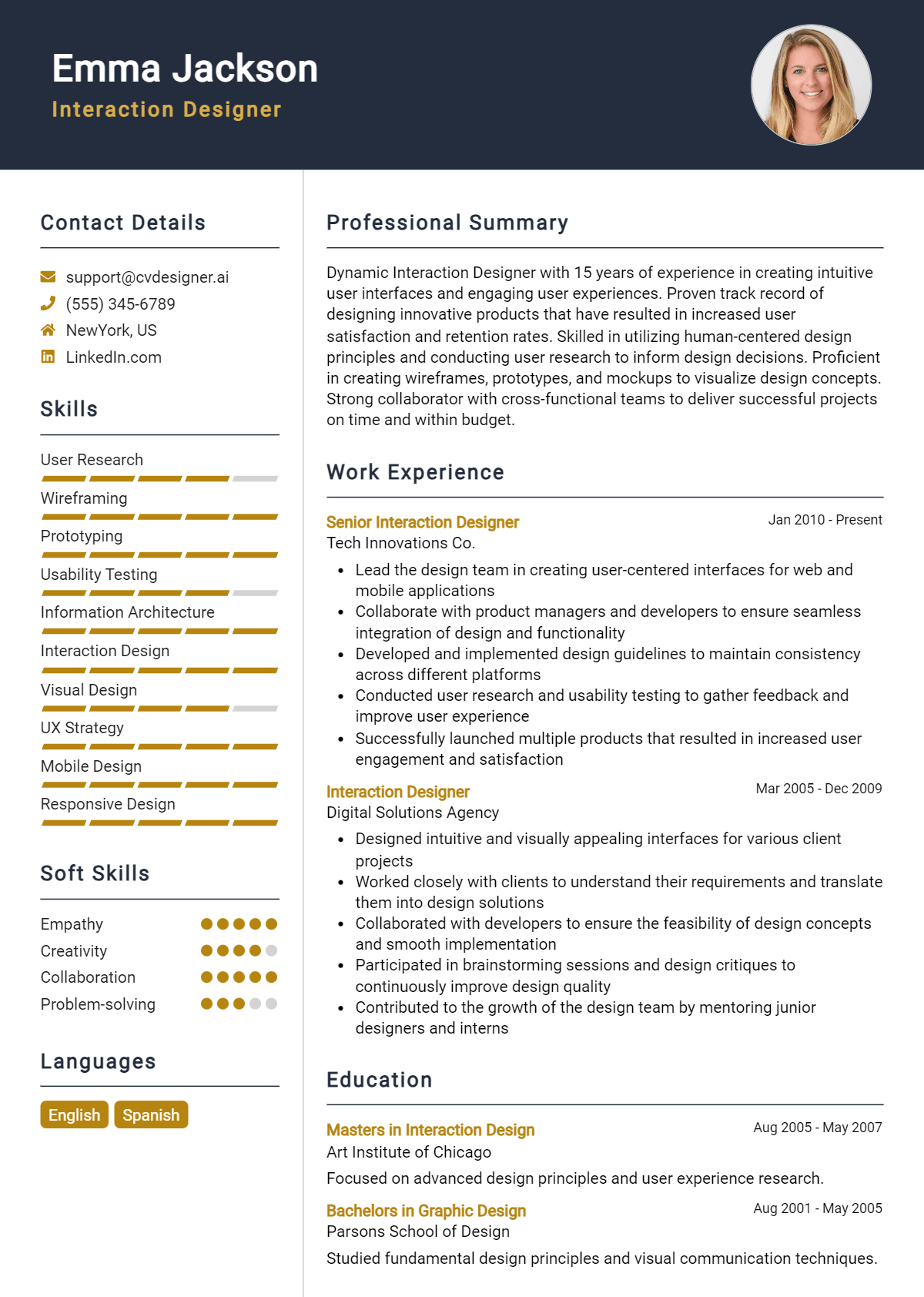 Interaction Designer Resume Example for 2026: Free Guide Preview