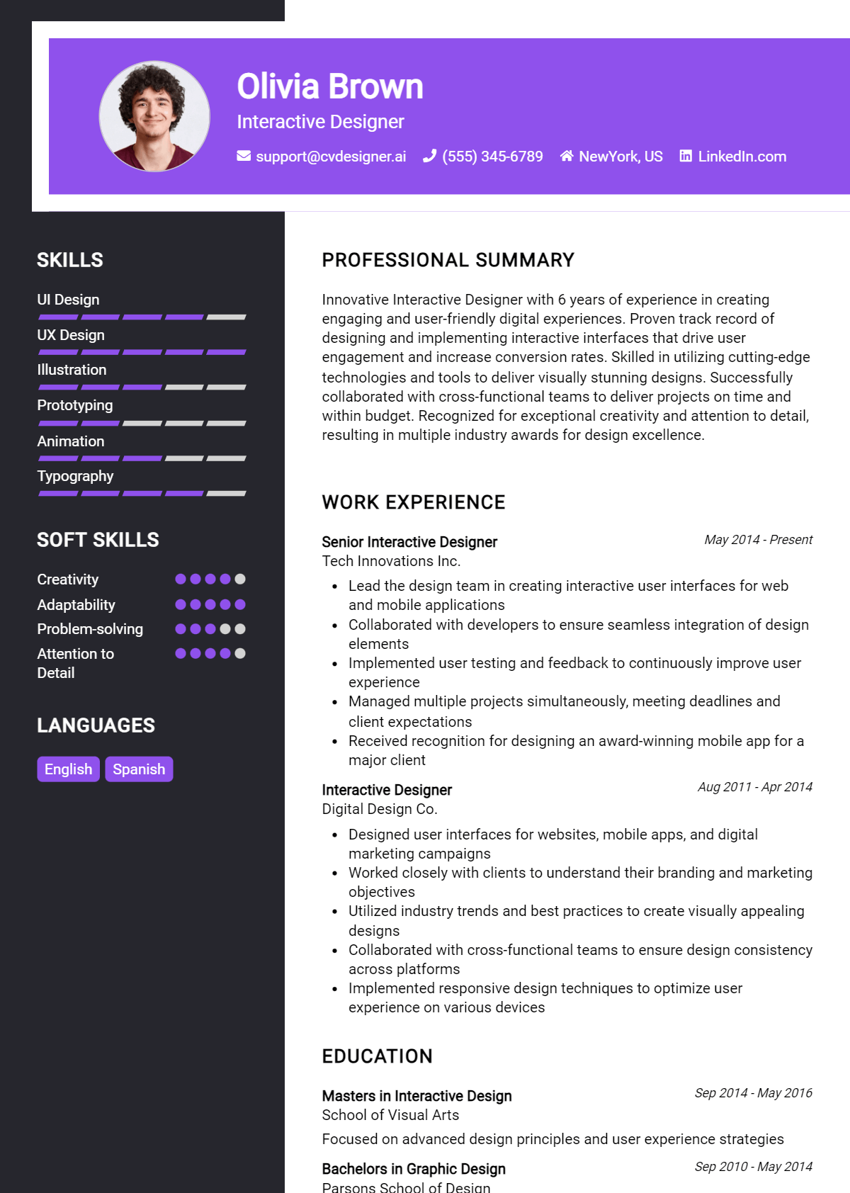 Interactive Designer Resume Example for 2026: Free Examples Preview