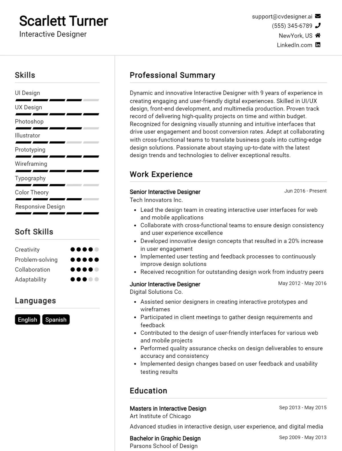 Interactive Designer CV Example For 2026: Tips to Stand Out Preview