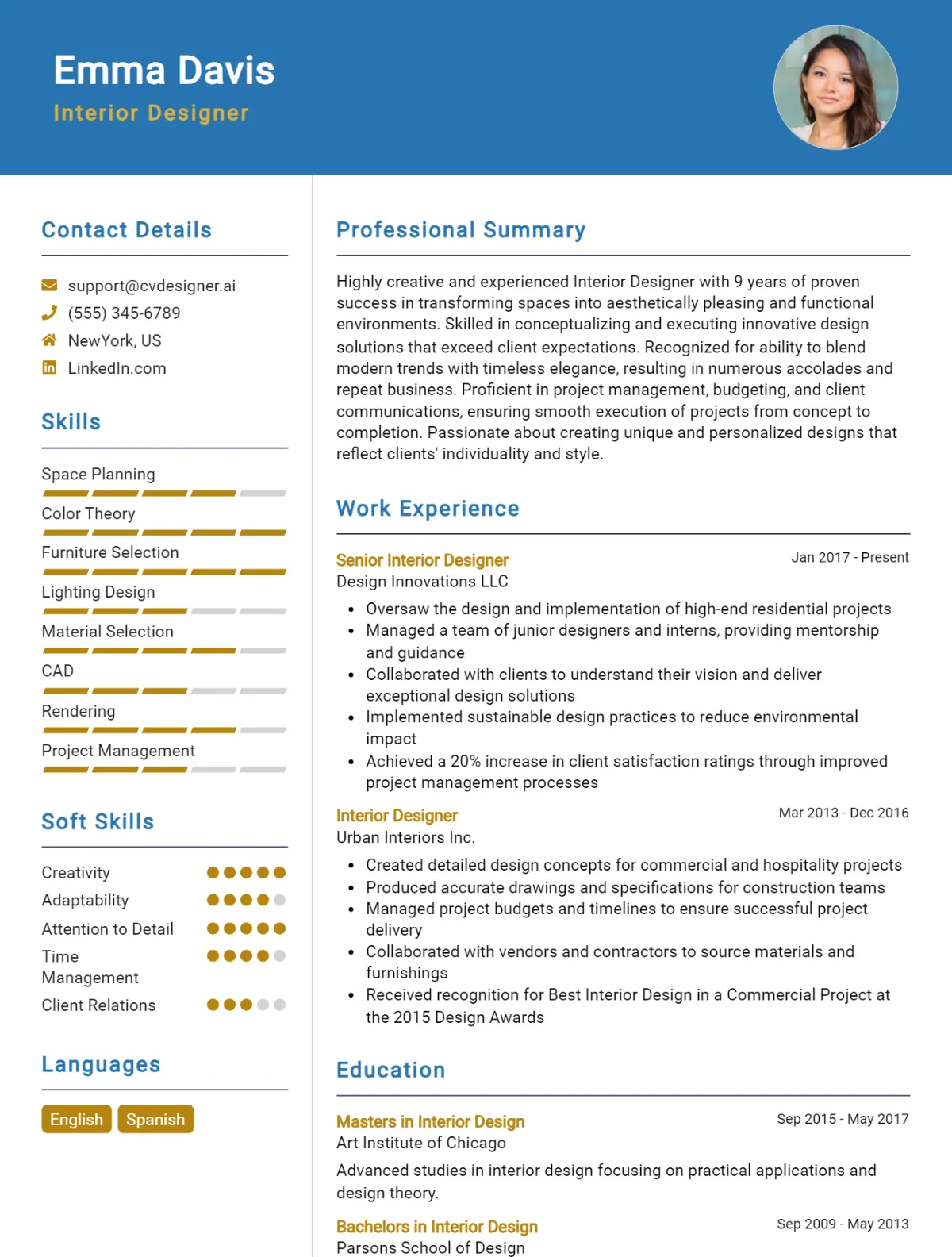 Interior Designer CV Example For 2026: Tips to Stand Out Preview