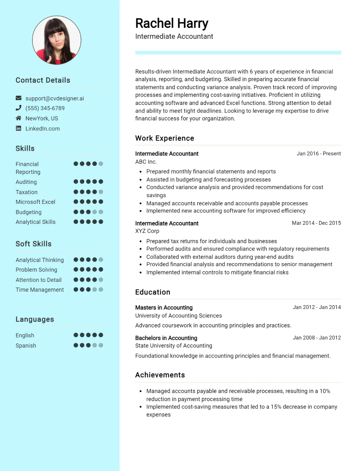 Intermediate Accountant CV Example For 2026: Top Tips & Samples Preview