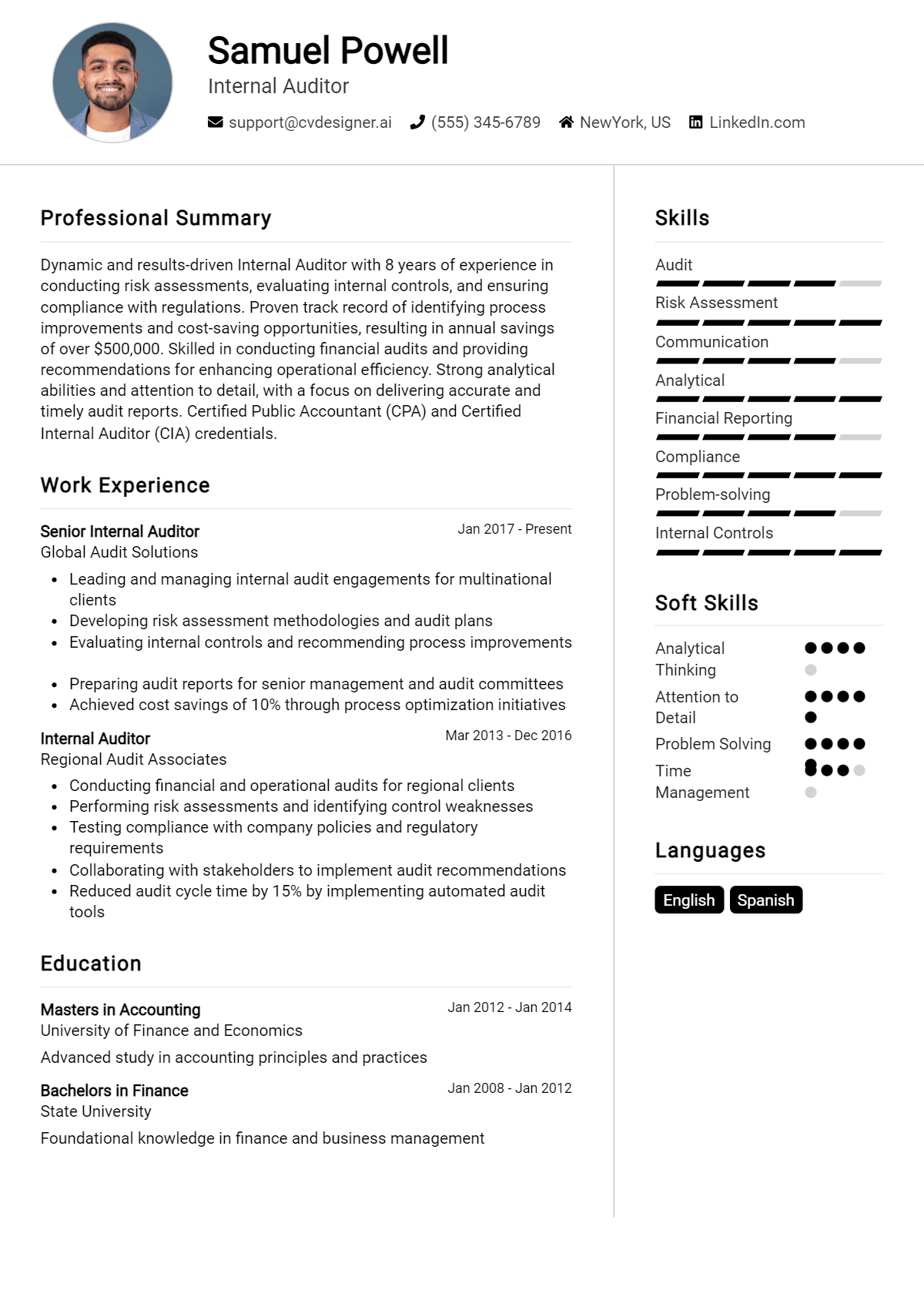 Internal Auditor Resume Example for 2026: Tips to Stand Out Preview