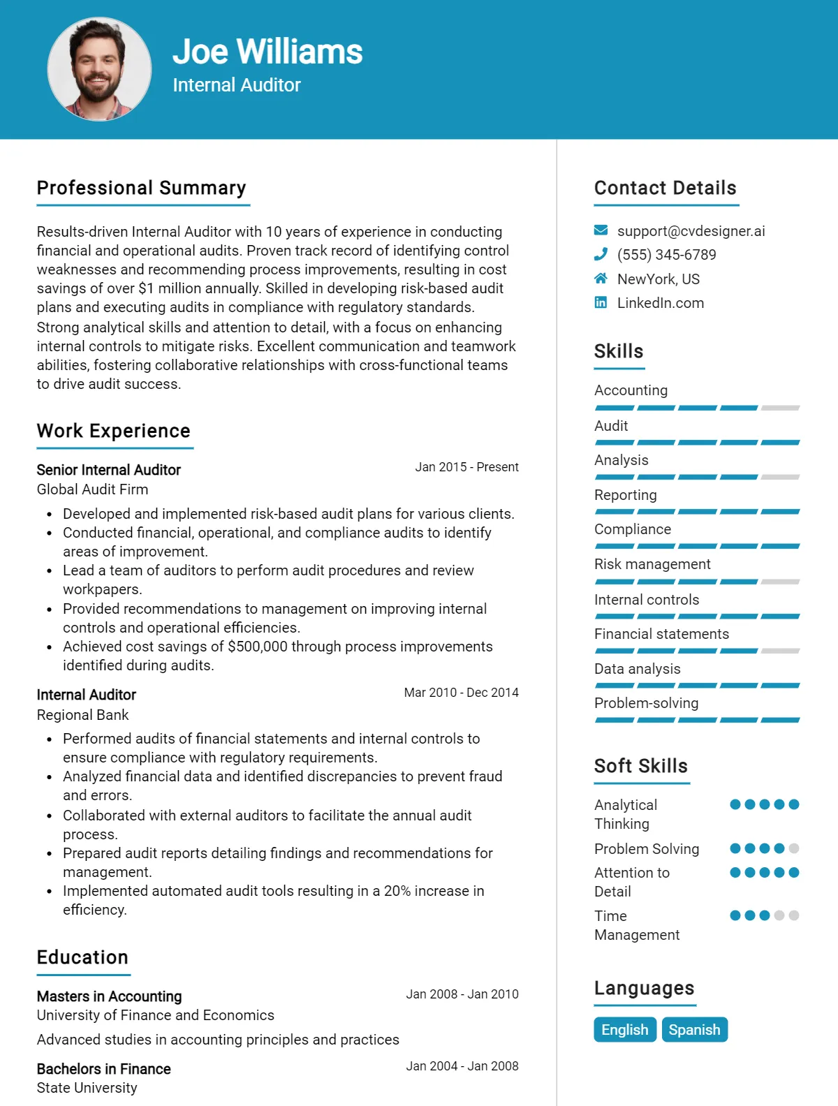 9 Internal Auditor CV Examples & Templates for 2026 Preview