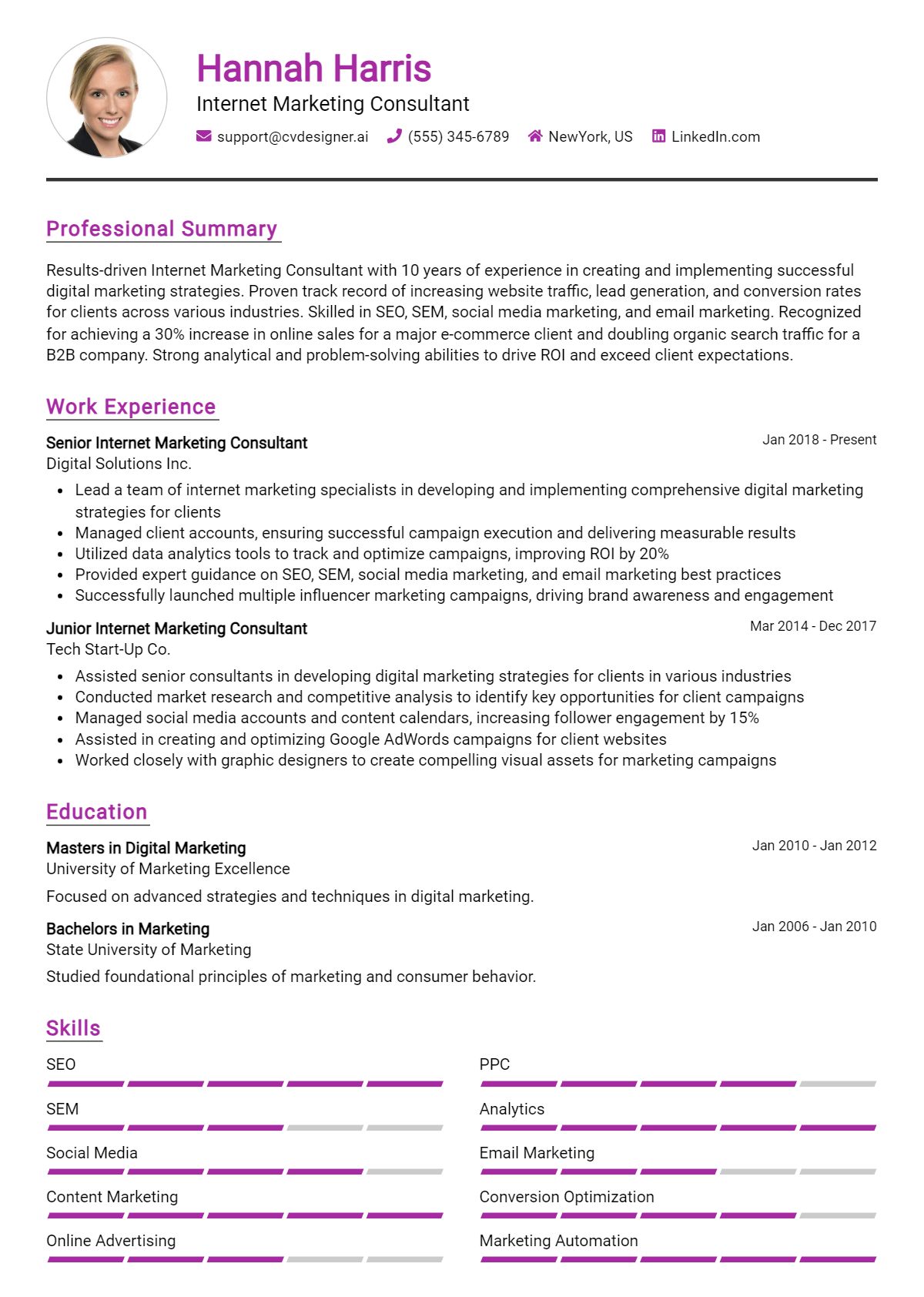 14 Internet Marketing Consultant Resume Examples for 2026: Best Writing Tips Preview