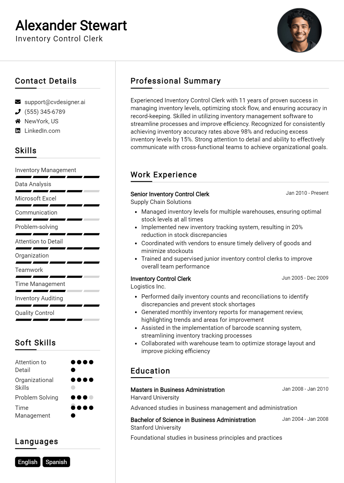 Inventory Control Clerk Resume Example for 2026: Tips to Stand Out Preview