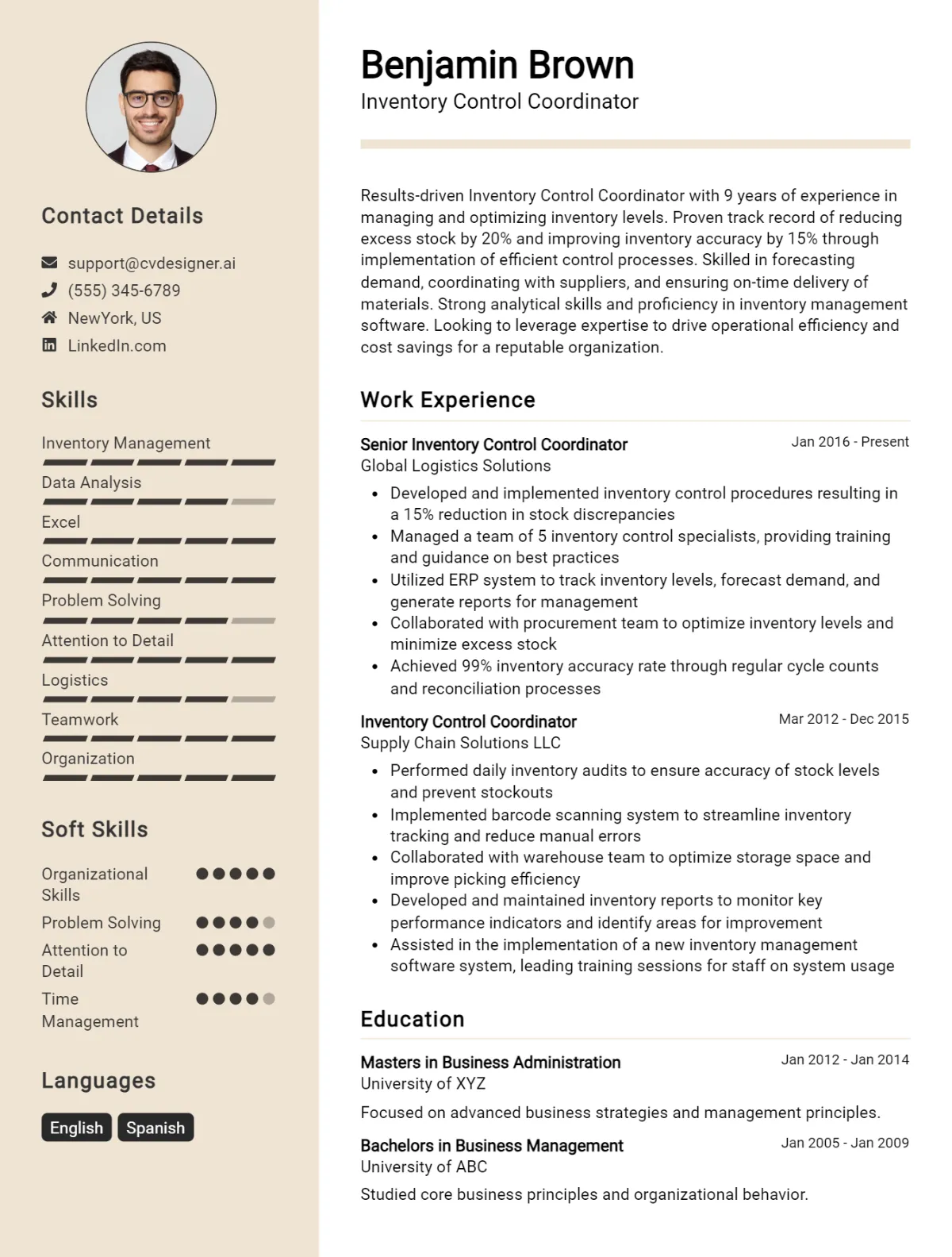 Inventory Control Coordinator CV Example For 2026: Proven Tips & Templates Preview