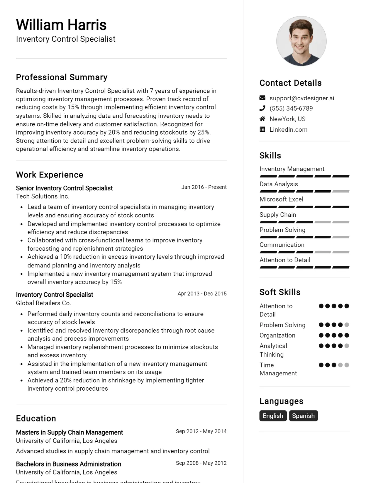 12 Inventory Control Specialist CV Examples And Templates For 2026 Preview