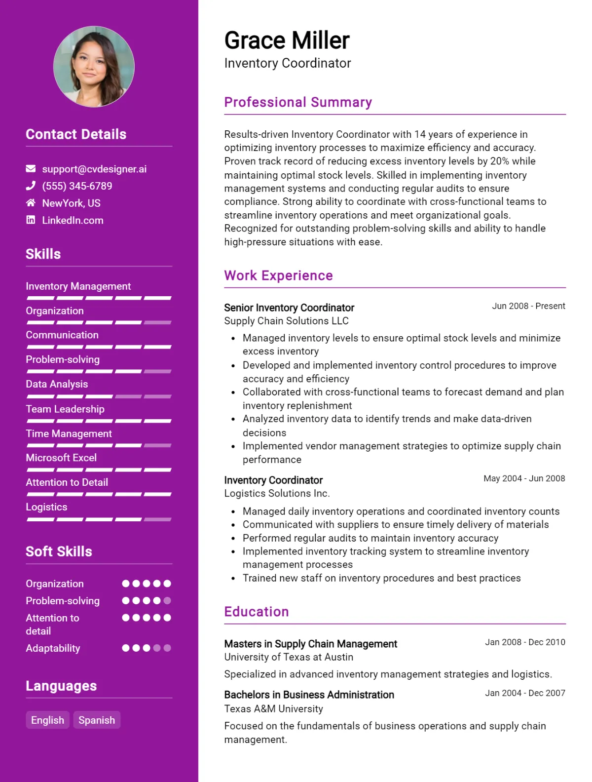 Inventory Coordinator CV Example For 2026: Top Tips & Samples Preview