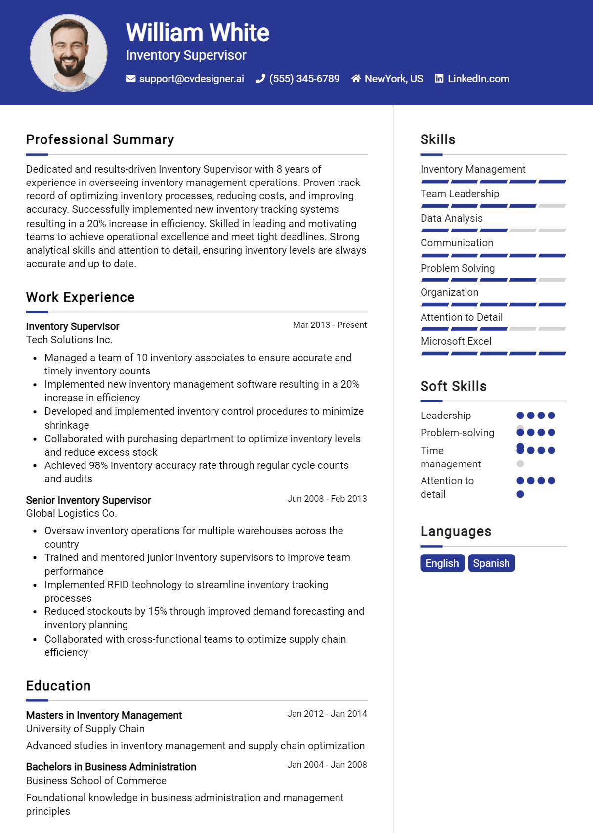 Inventory Supervisor Resume Example for 2026: How to Craft a Winning CV Preview